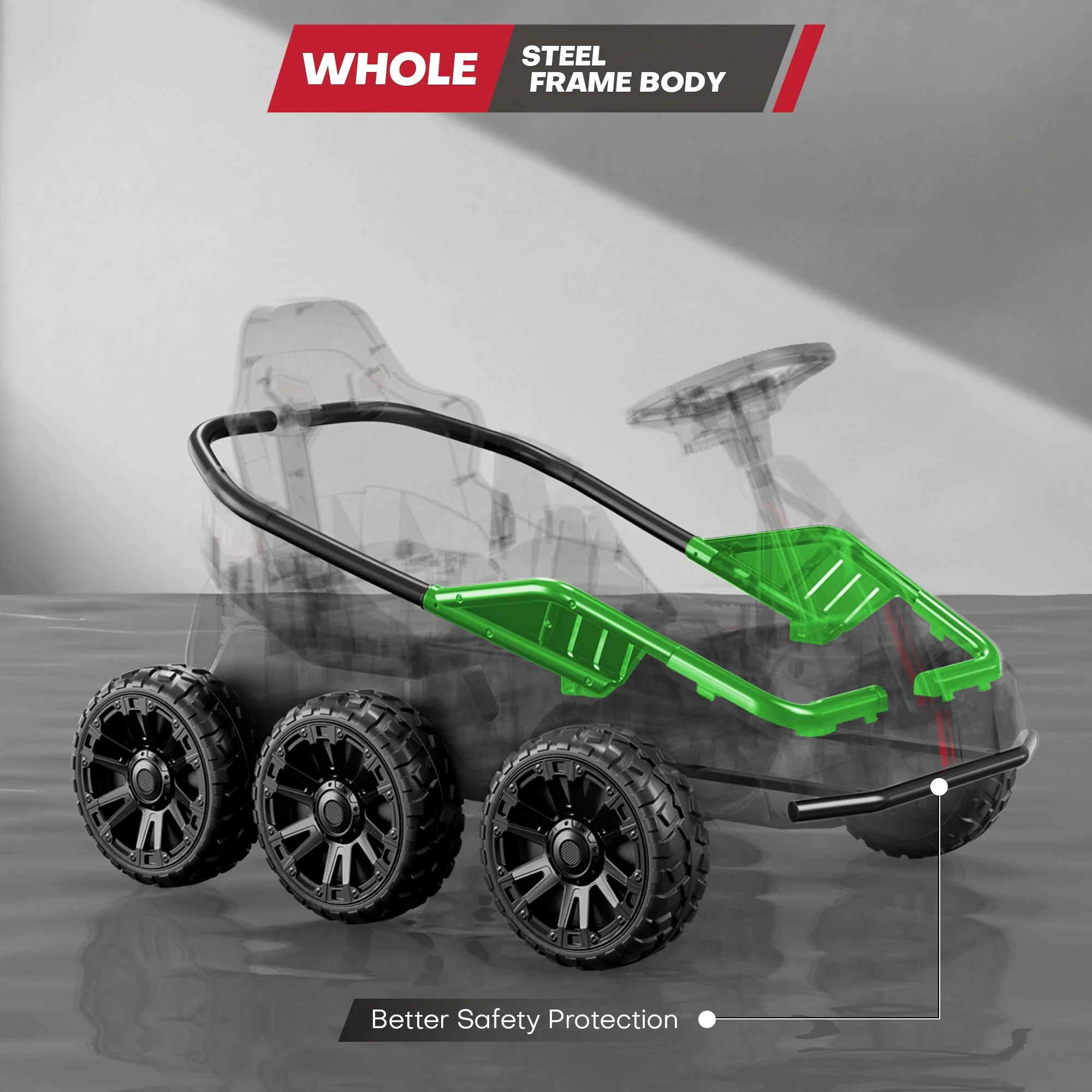 Teoayeah 24V Ride on Toys for Kids Ages 3-10, 2WD/4WD Switch, 4x75W Powerful Electric Car, 4 Shock Absorbers, Parent Remote, Music Player - Green - Womvr