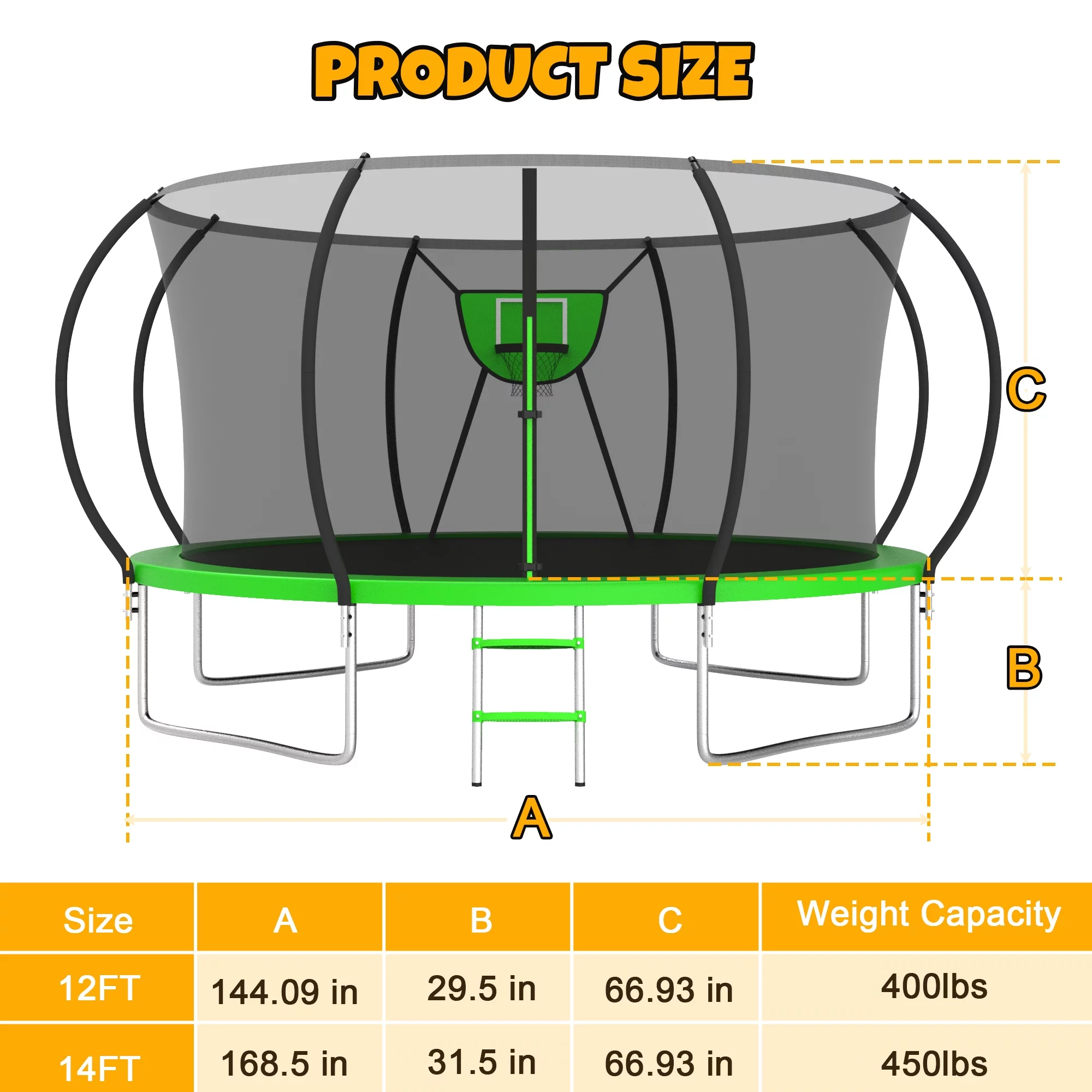 Elitezip Trampoline 12FT Trampoline for Kids and Adults, 1500LBS Heavy Duty Trampoline with Enclosure and Basketball Hoop, Outdoor Trampoline Easy Assembly - Womvr