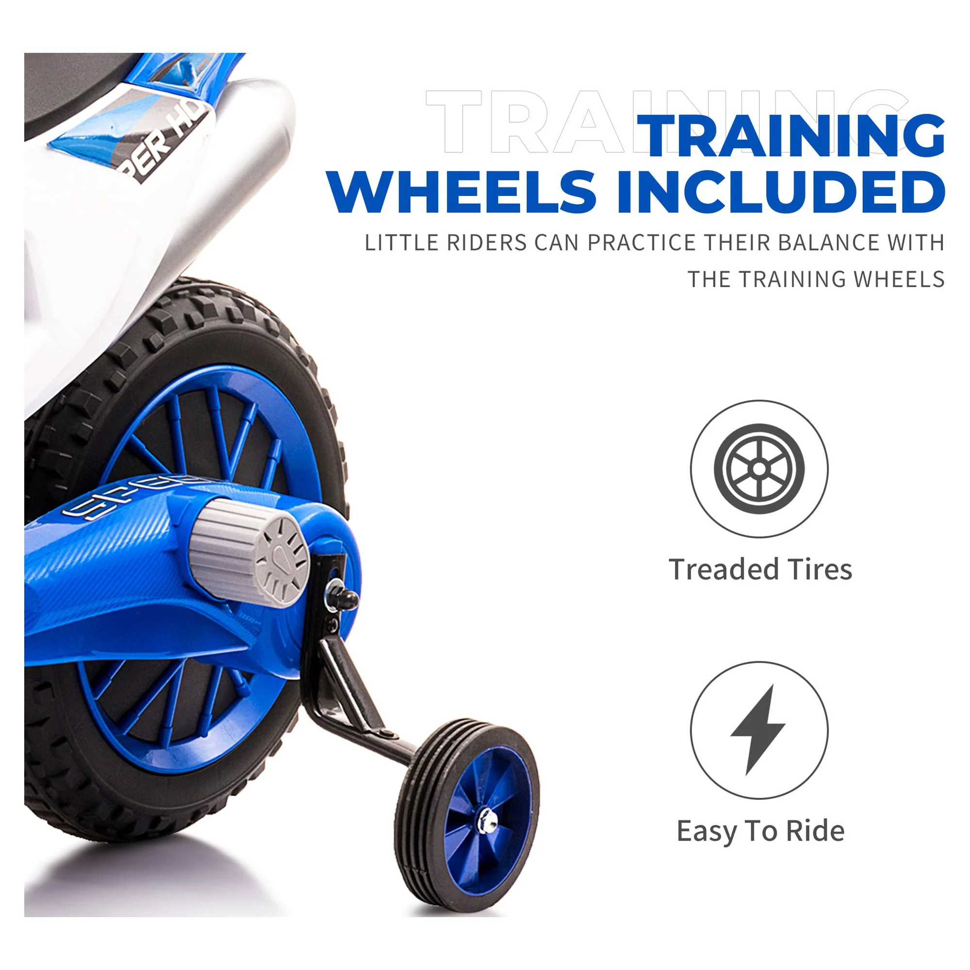 TOBBI 12V Kids Motorcycle off- Road Ride on Dirt Bike W/ Training Wheels, Age 3-8 Toddlers, Green - Womvr