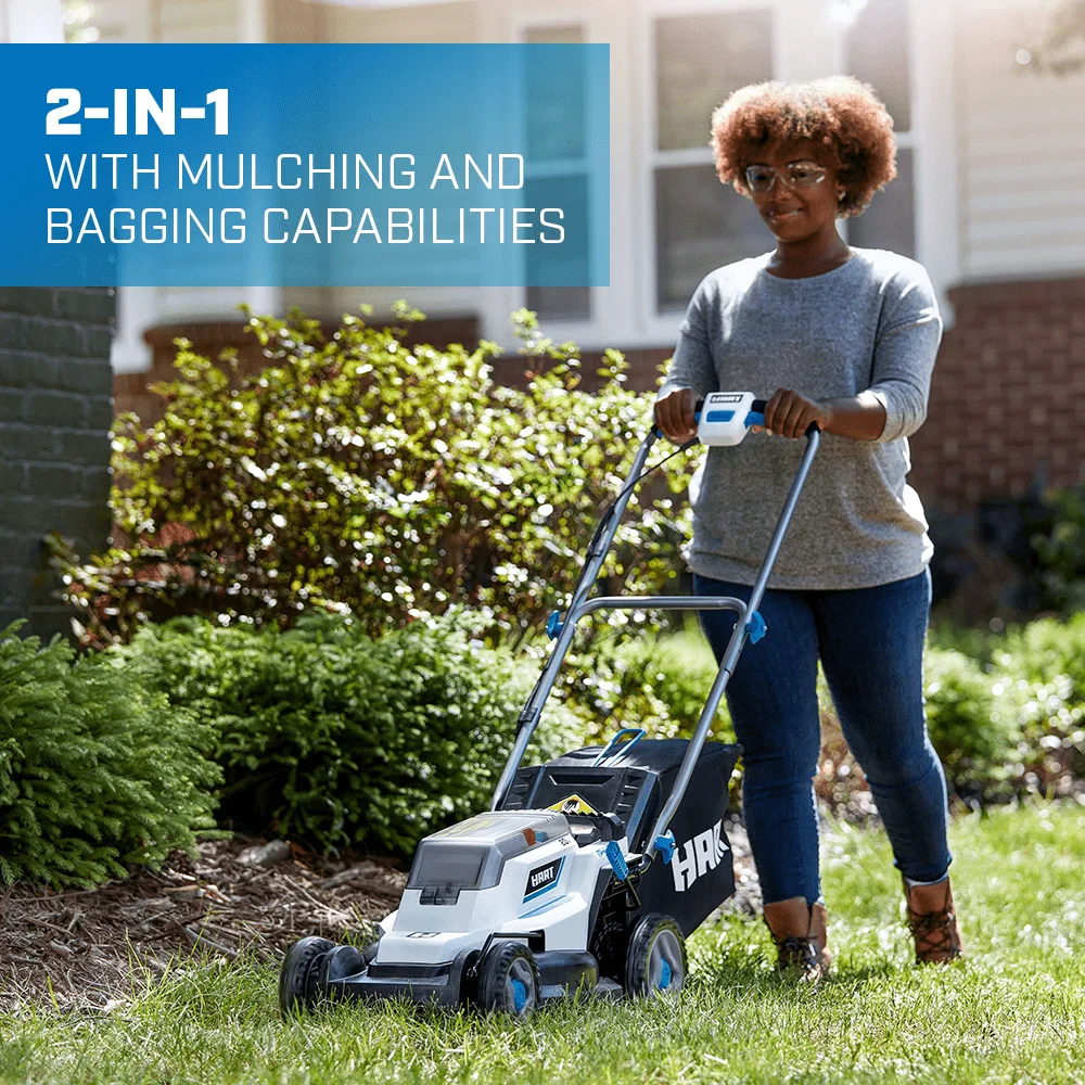 HART 20-Volt 13-inch Push Mower Kit, (1) 4.0Ah Lithium-Ion Battery - Womvr