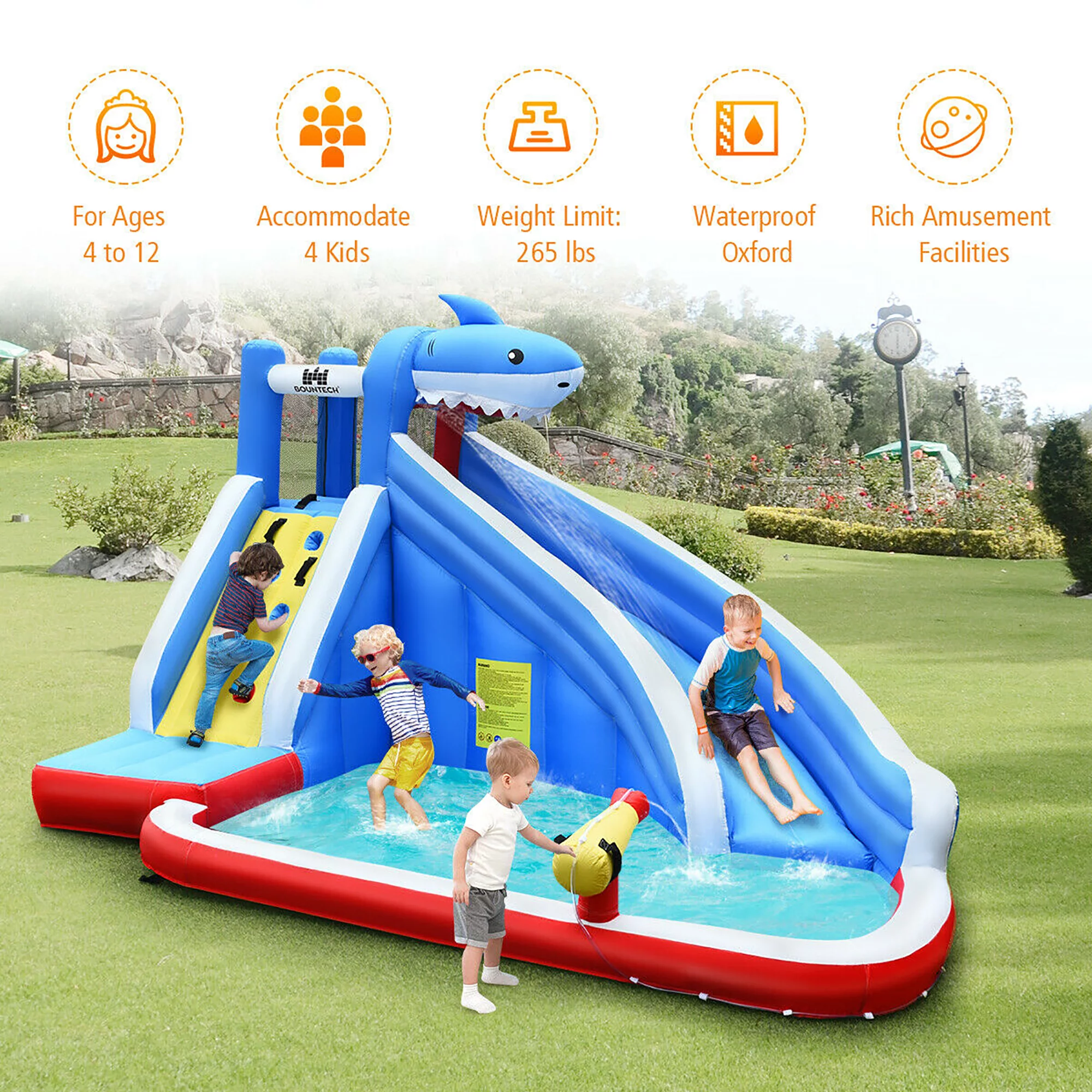 Costway Inflatable Water Slide Animal Shaped Bounce House Castle Splash Water Pool without Blower - Womvr