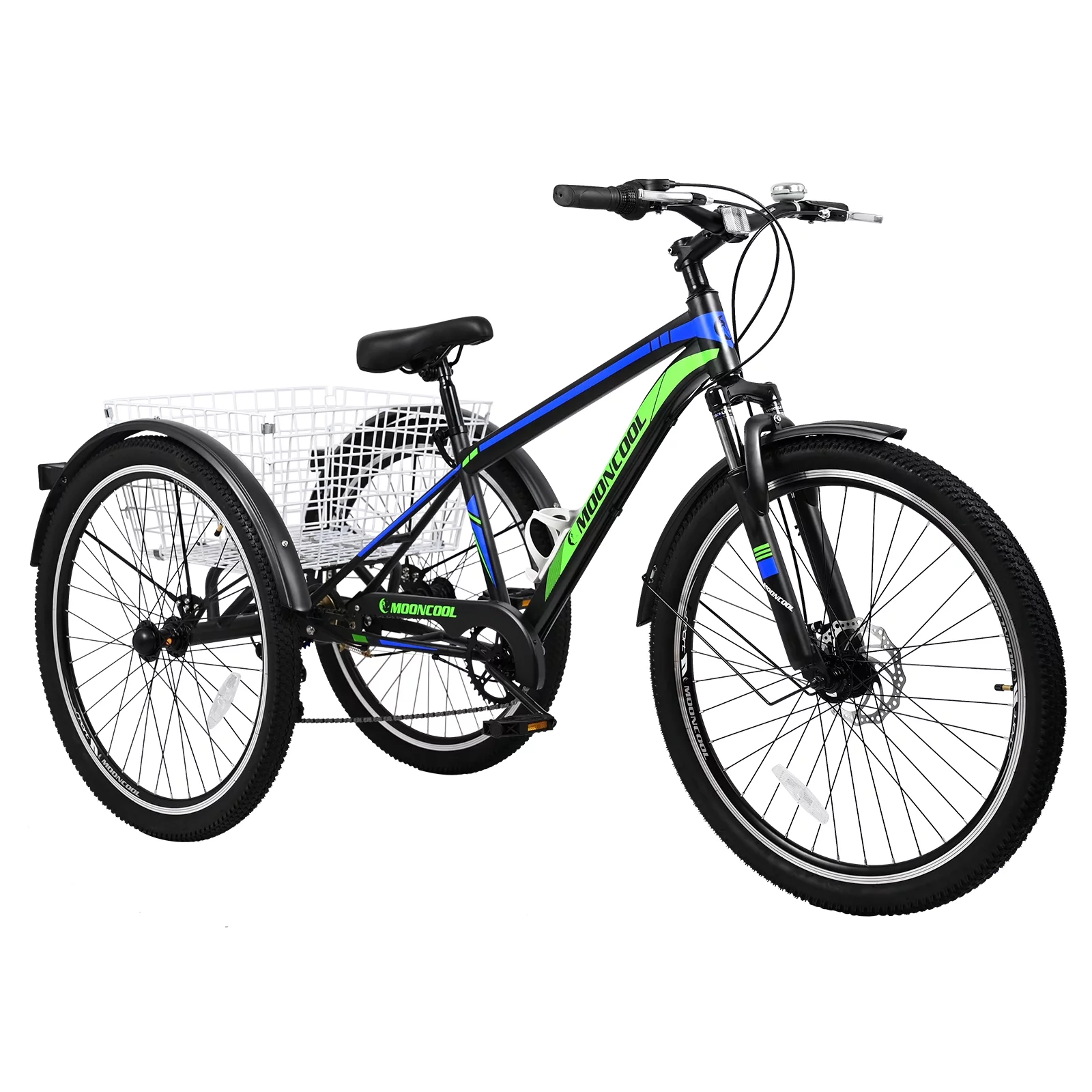 Docred Adult Tricycle, 7 Speed Three Wheel Mountain Bike, 24/26/27.5 inch Adults Trikes ,Load capacity 420 lbs - Womvr