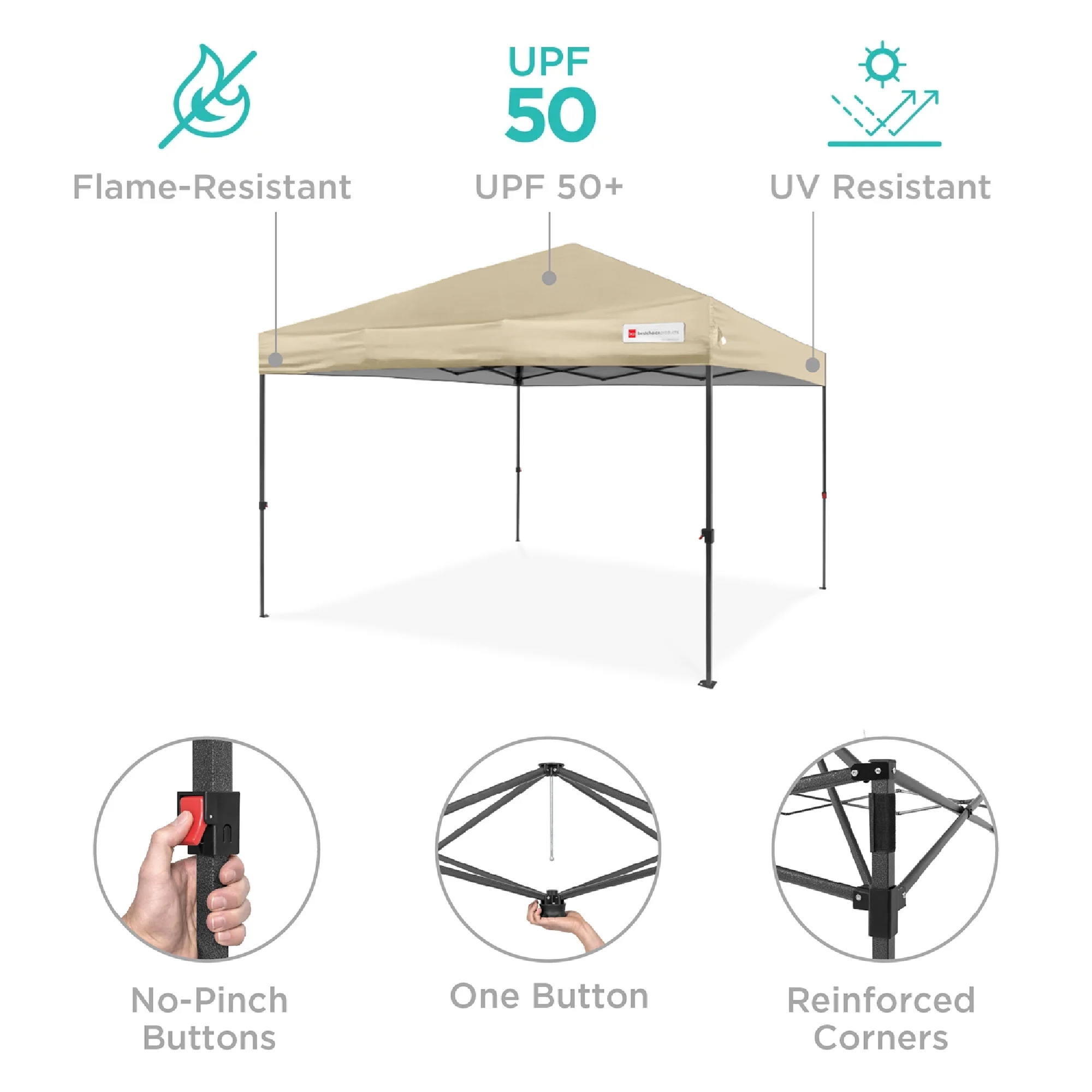 Best Choice Products 10x10ft Easy Setup Pop Up Canopy w/ 1-Button Setup, Wheeled Case, 4 Weight Bags - Cerulean - Womvr