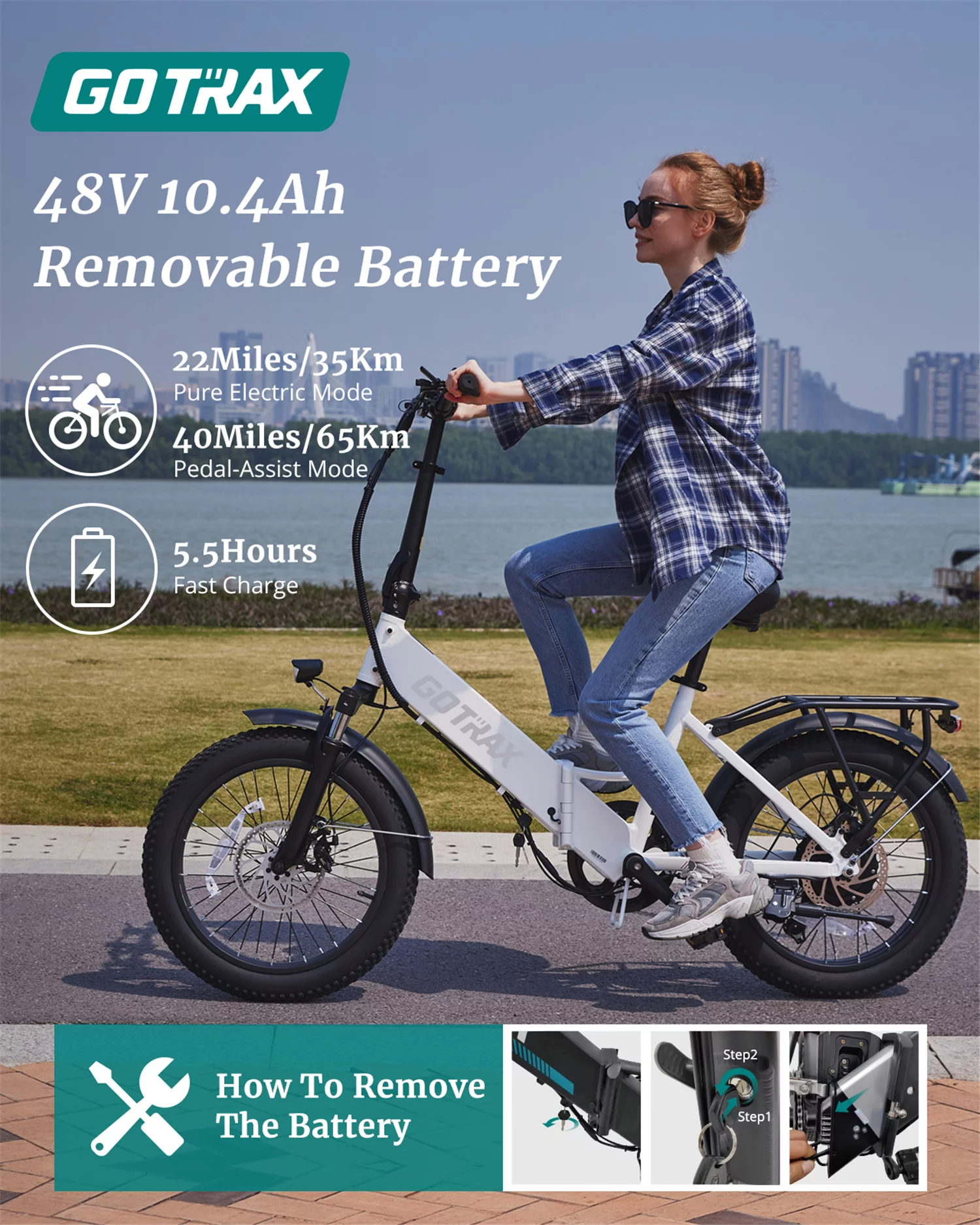 F2 Electric Bike for Adults, 500W/48V/20mph/20