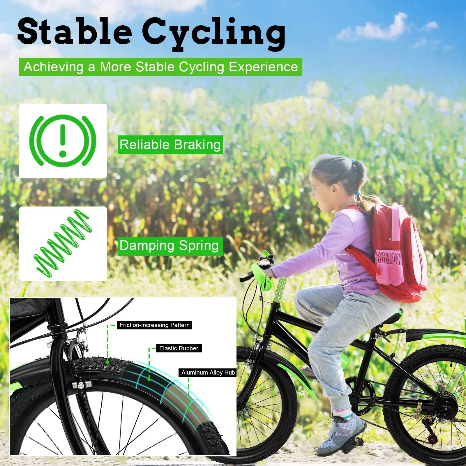 TFCFL Kids Bike 20 in Child Mountain Bike 7 Speeds High Carbon Steel Bicycle City Bike - Womvr