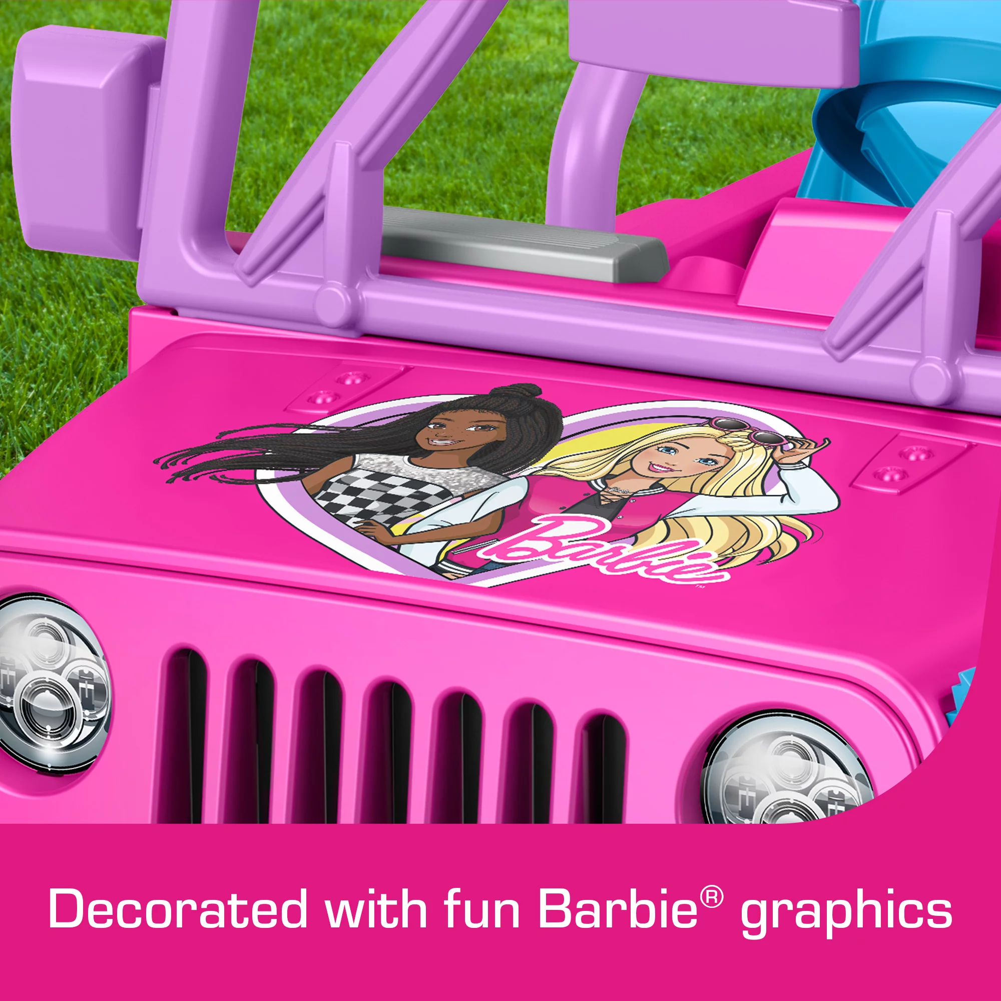 Power Wheels Barbie Jeep Wrangler Ride-On Toy with Music, Battery-Powered Preschool Toy - Womvr