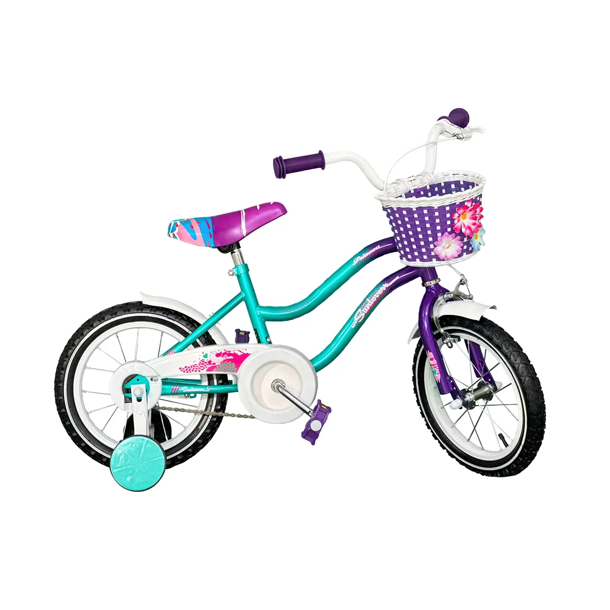 SUNLOVERR Mystic Purple Girls Bike for Toddlers and Kids Ages 3-5 Years Old, 12 Inch Kids Bike with Training Wheels & Basket, Boy Bicycle with Handbrake. - Womvr