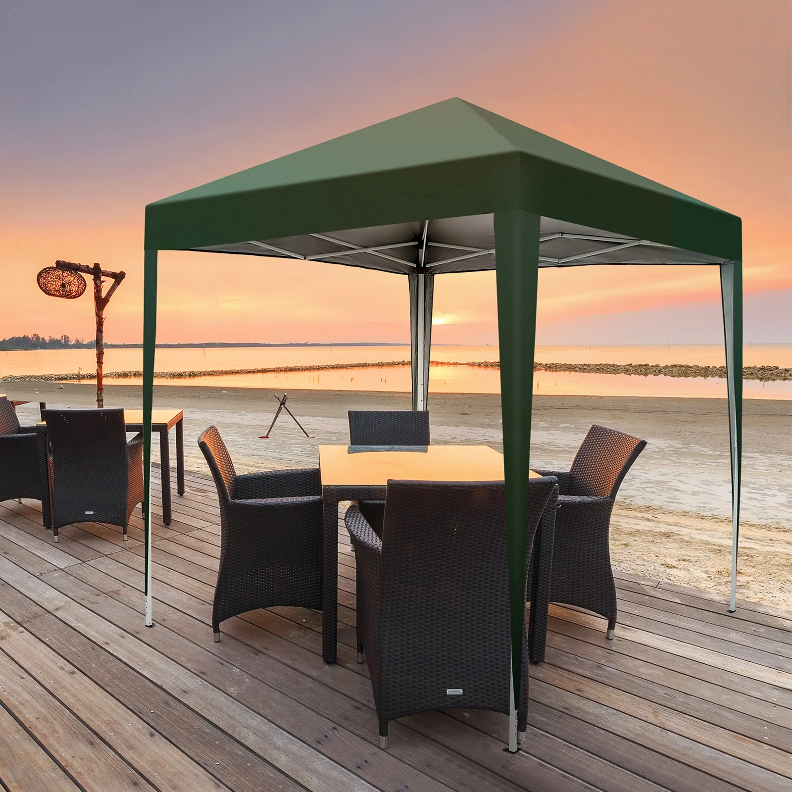 Zimtown 10ft x 10ft Base/8ft x 8ft Top Pop up Canopy Tent Instant Practical Waterproof Folding Tent with Carry Bag - Womvr