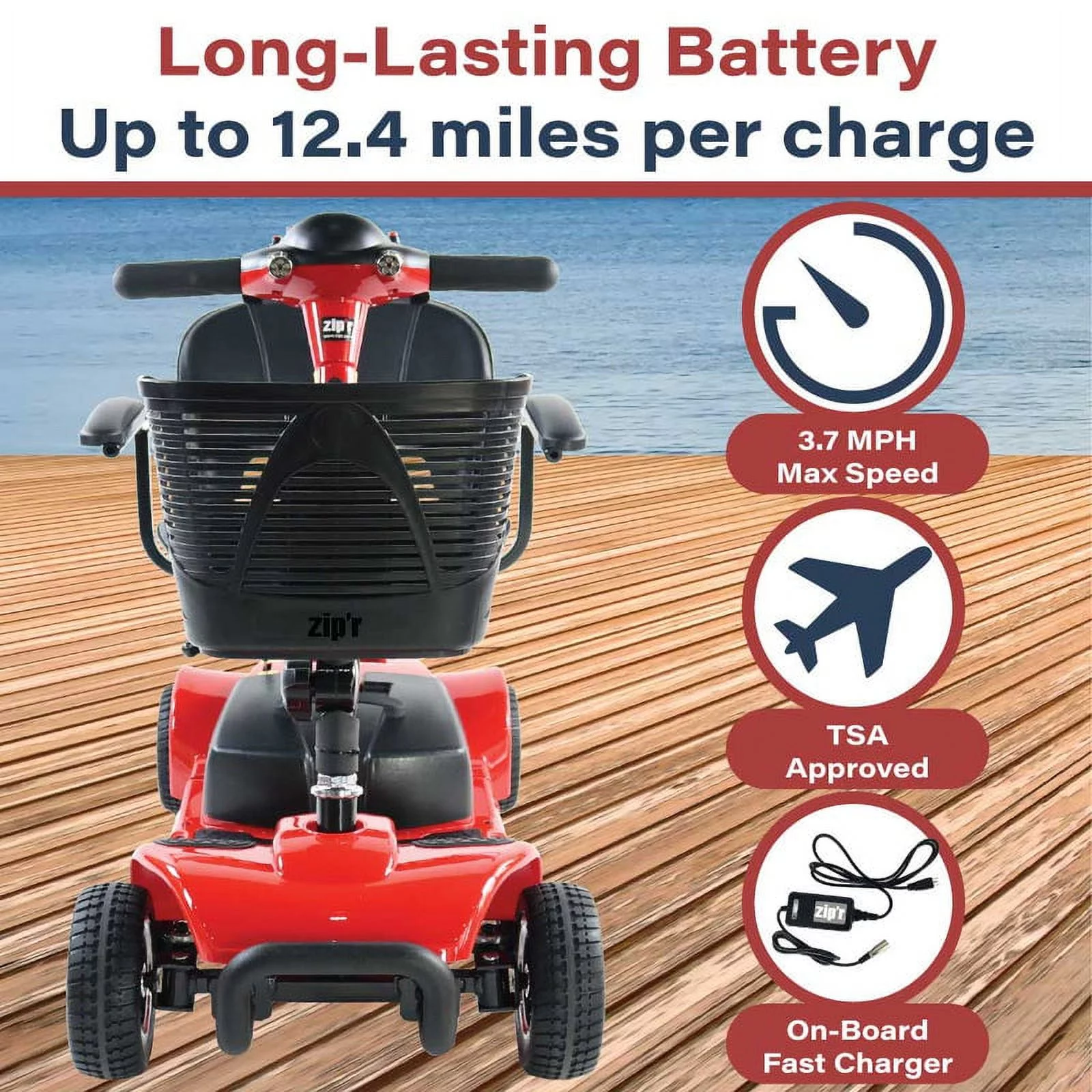 Zipr Roo 4 Wheel Mobility Scooter - For Seniors, Adults, Handicapped - Womvr