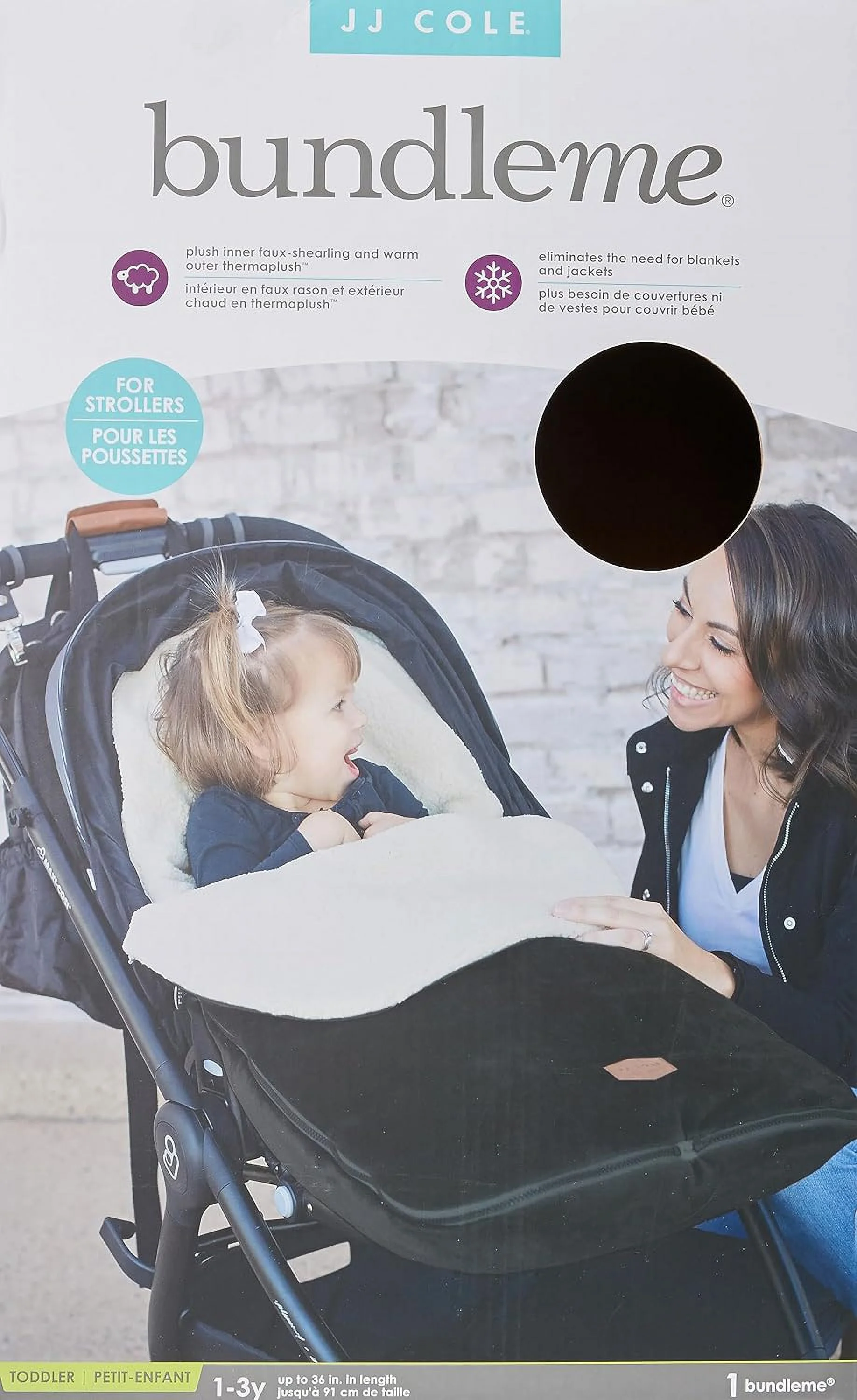 JJ Cole Bundle Me Sherpa-Lined Toddler Car Seat Cover and Bunting Bag - Weather Resistant Stroller Accessory and Winter Baby Essential in Black Toddler Black - Womvr