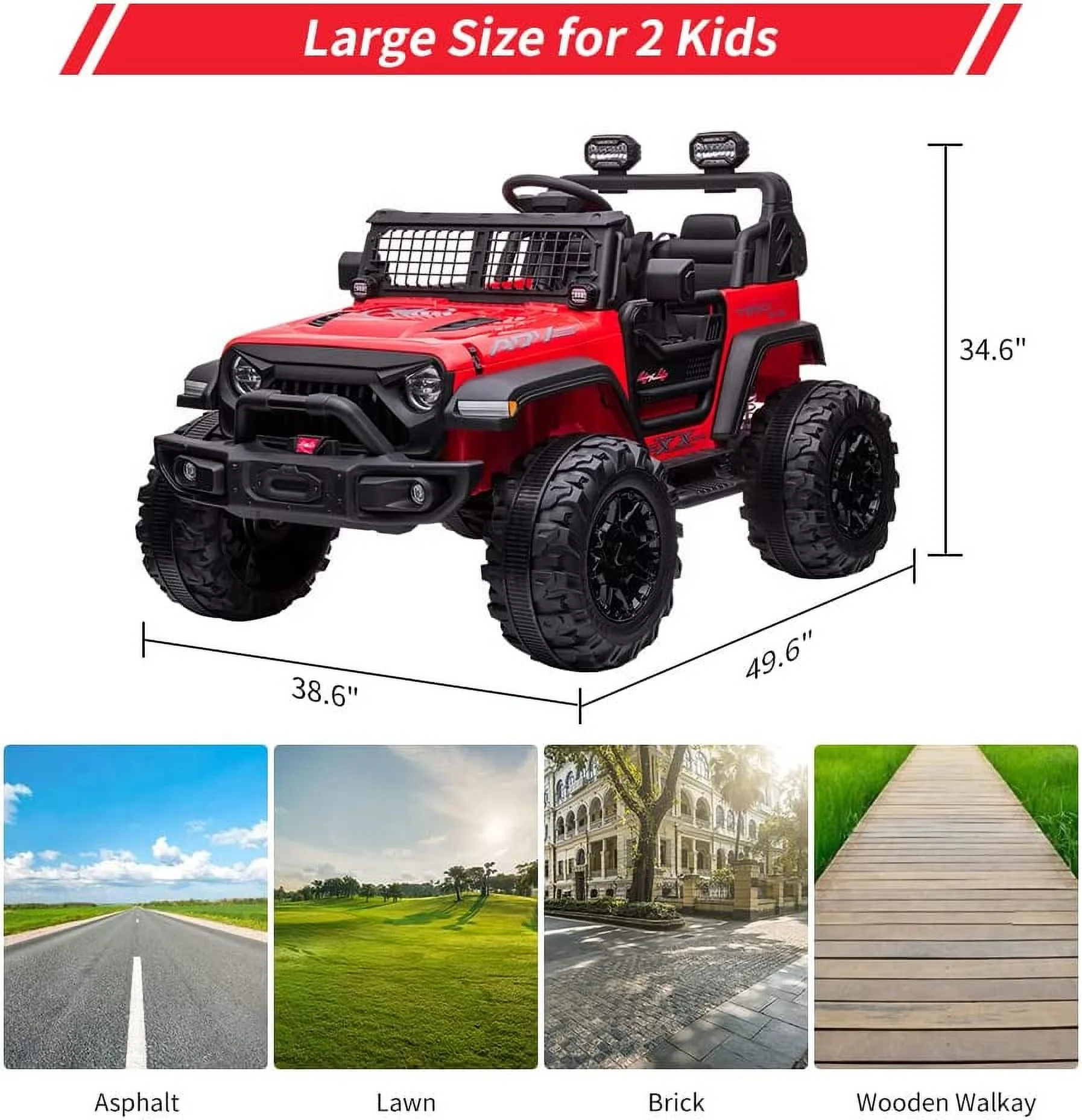 OUTOP Kids 24V Ride on Car with Electric Remote Control Dual Drive Power Ride on Toys 2 Seats SUV Truck Wheels Vehicle - Womvr