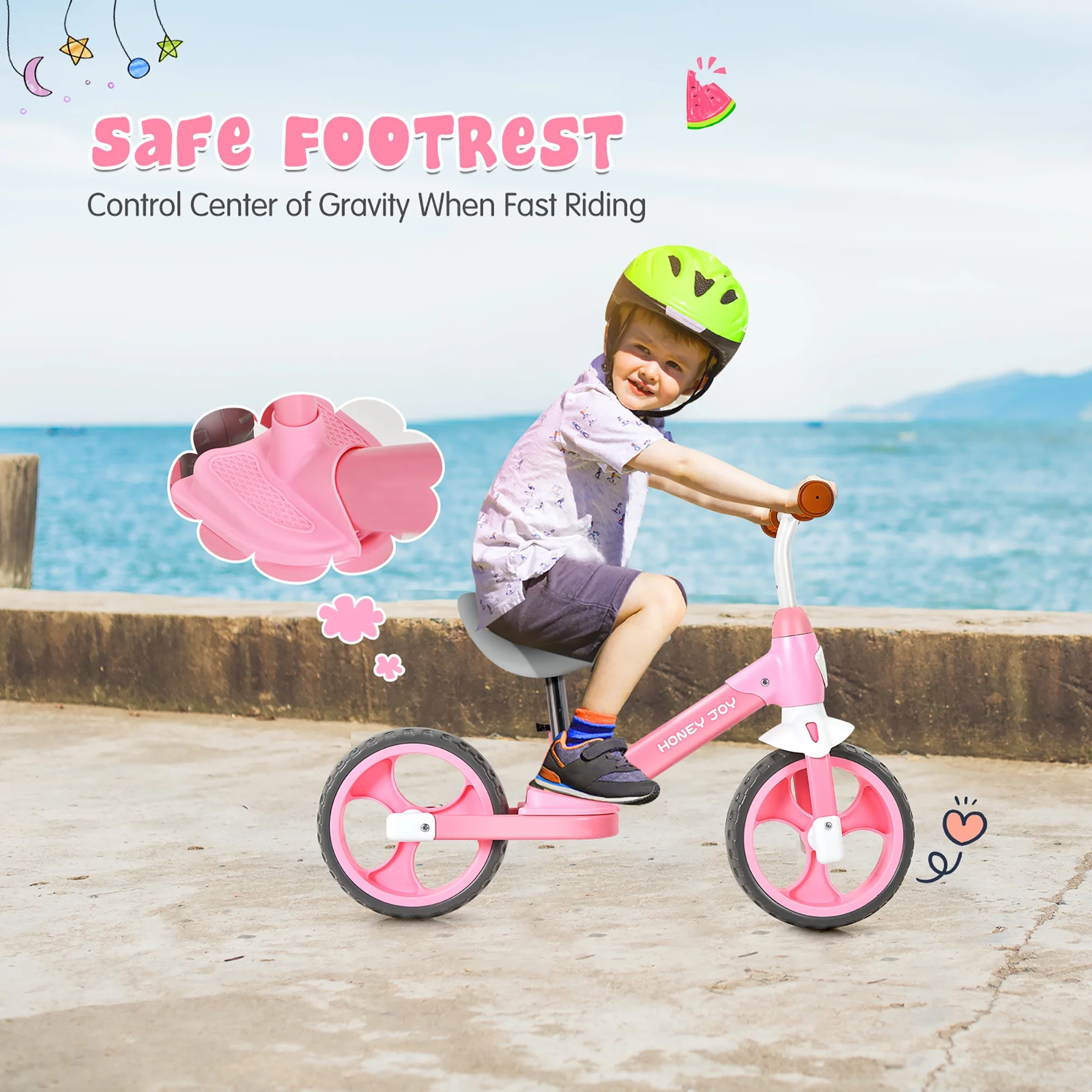 Honey Joy Kids Balance Bike Toddler Training Bicycle w/ Feetrests for 2-5 Years Old Red - Womvr