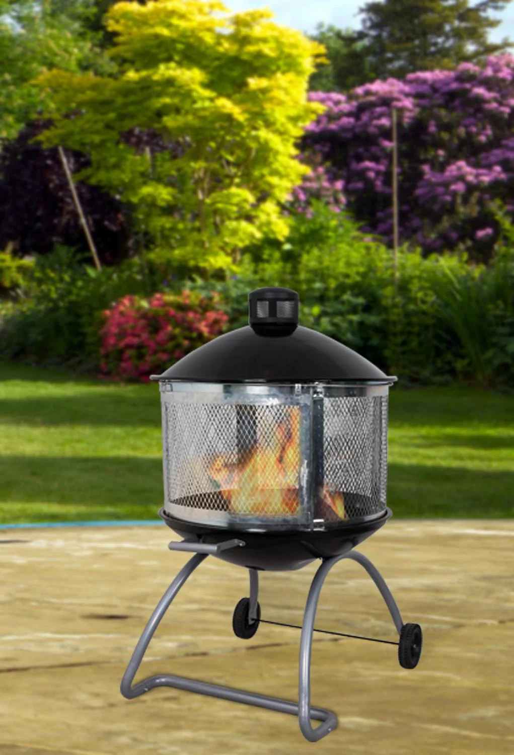 Living Accents 28 in. W Porcelain/Steel Round Wood Fire Pit - Womvr