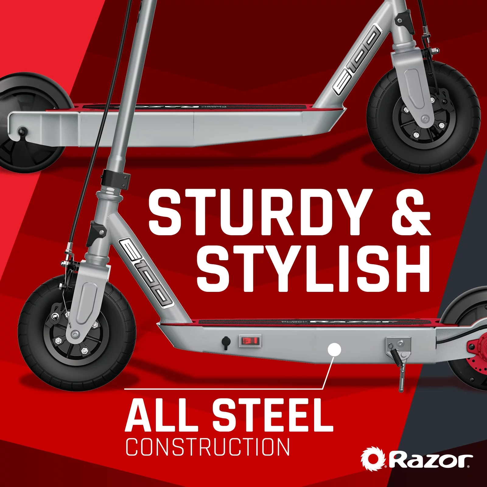 Razor Black Label E100 Electric Scooter – Blue, up to 10 mph, 8