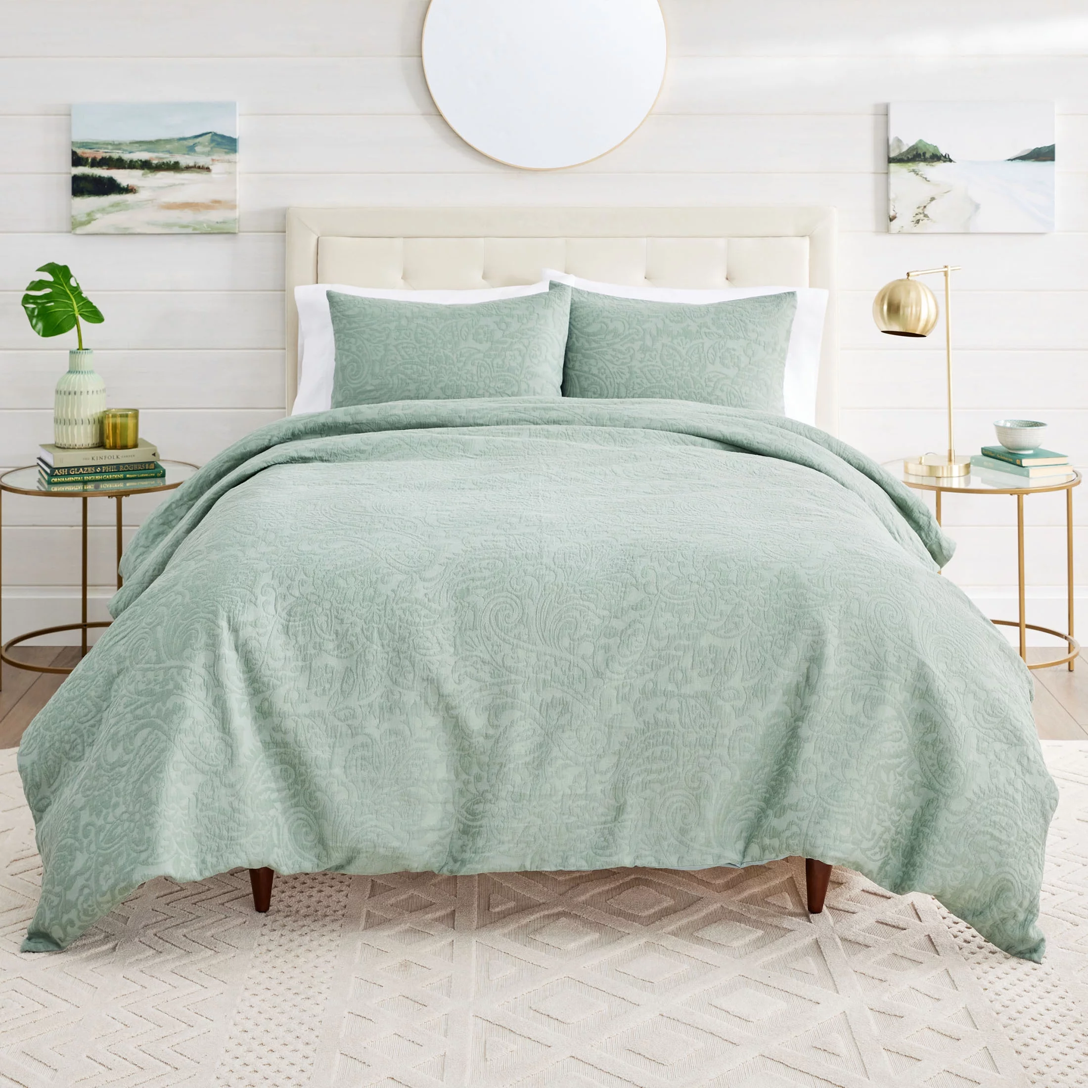 Better Homes & Gardens 3-Piece Sage Green Crinkled Gauze Duvet Set, Adult Full/Queen - Womvr