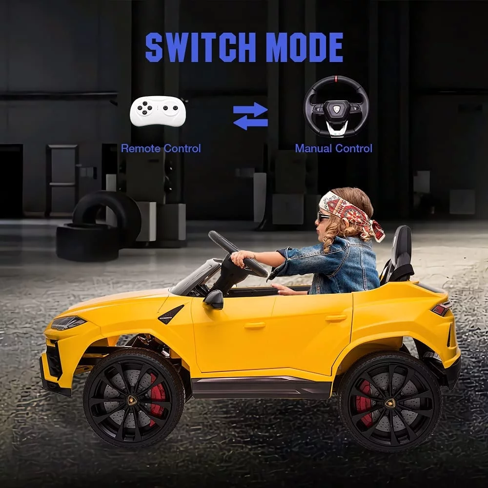 Lamborghini Urus 12V Electric Powered Ride on Car Toys for Girls Boys, Black Kids Electric Vehicles Ride on Toys with Remote Control, Foot Pedal, MP3 Player and LED Headlights, CL61 - Womvr