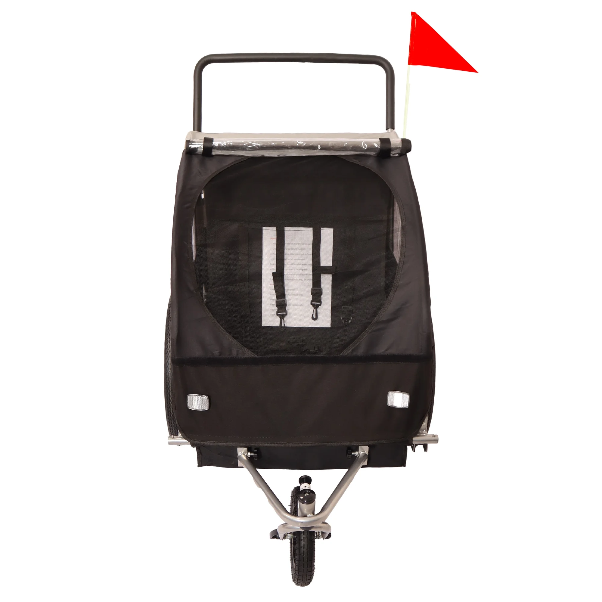 Immere Bike Trailer 2-in-1 Double 2 Seat Jogger Stroller - Foldable Collapsible w/Pivot Front Wheel - Wagon for Kids, Dog Bike Trailer, Black Gray - Womvr