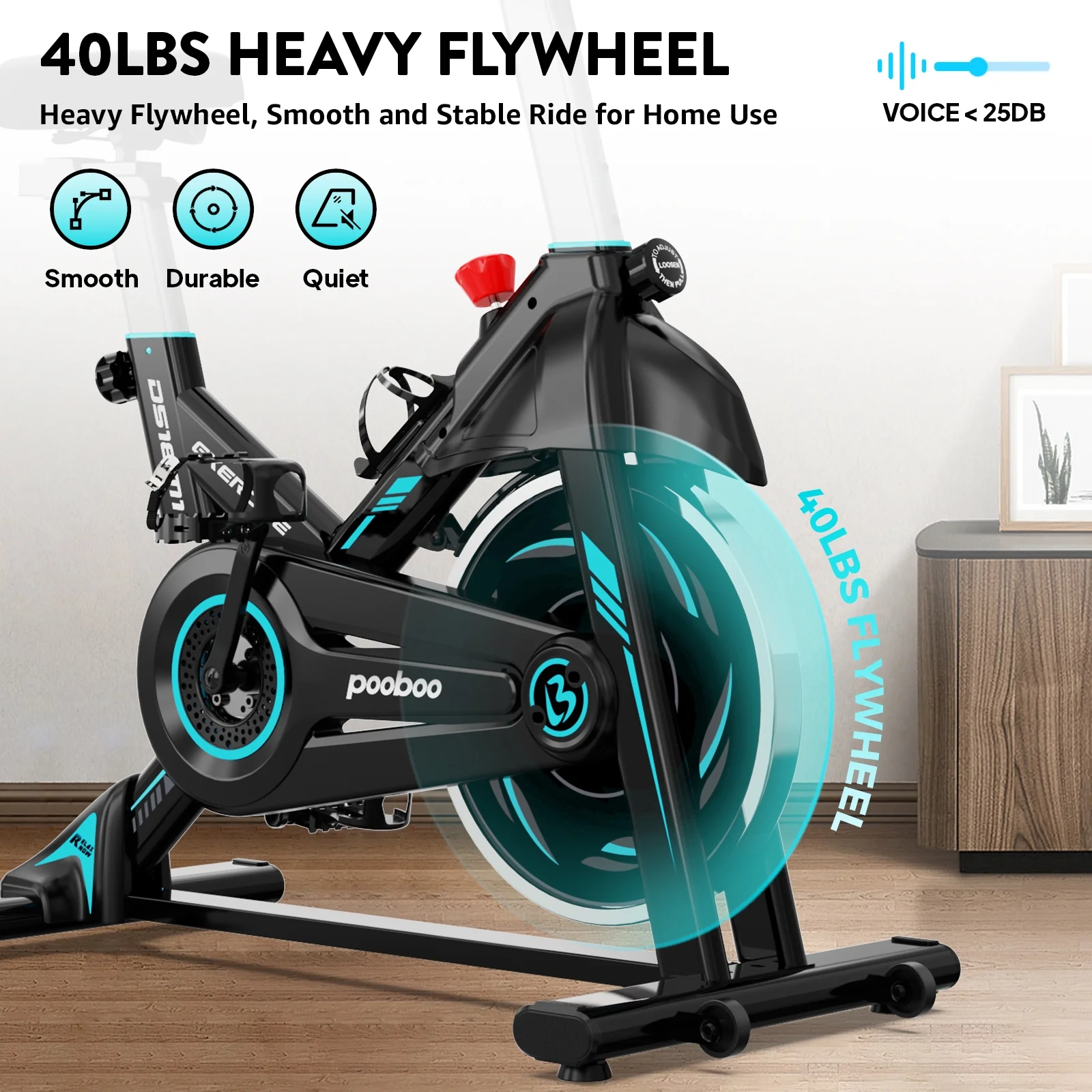 Pooboo Indoor Cycling Bike Magnetic Stationary Exercise Bikes Home Cardio Workout Bicycle Machine 350lb Flywheel Weight 40lbs - Womvr
