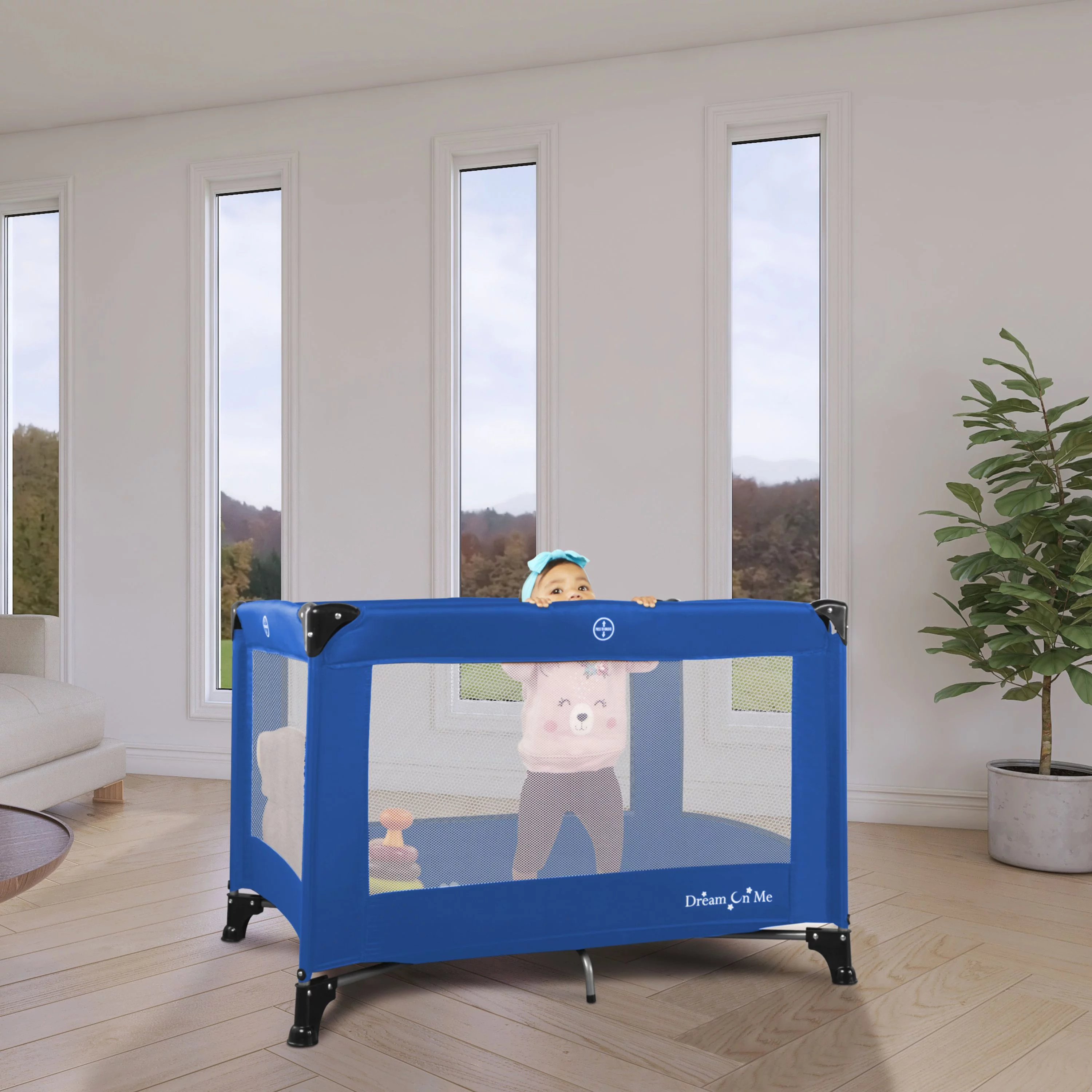 Dream On Me Nest Portable Play Yard with Carry Bag and Shoulder Strap, Pink - Womvr