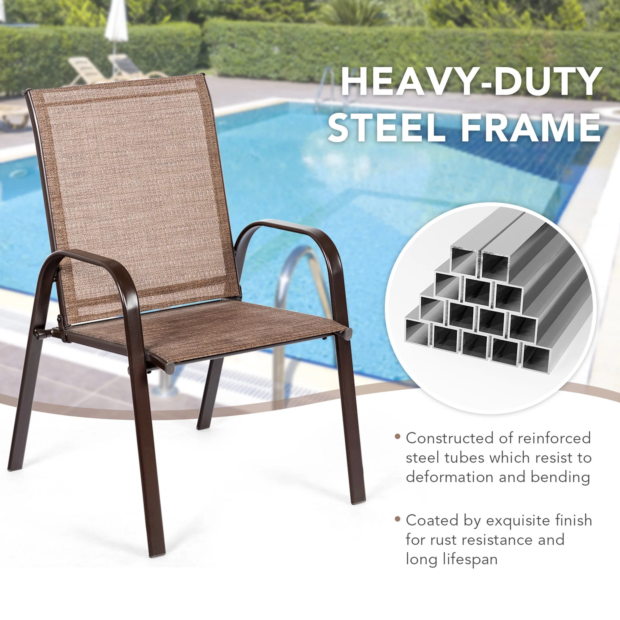 Gymax Set of 2 Patio Chairs Dining Chairs w/ Steel Frame Yard Outdoor Grey - Womvr