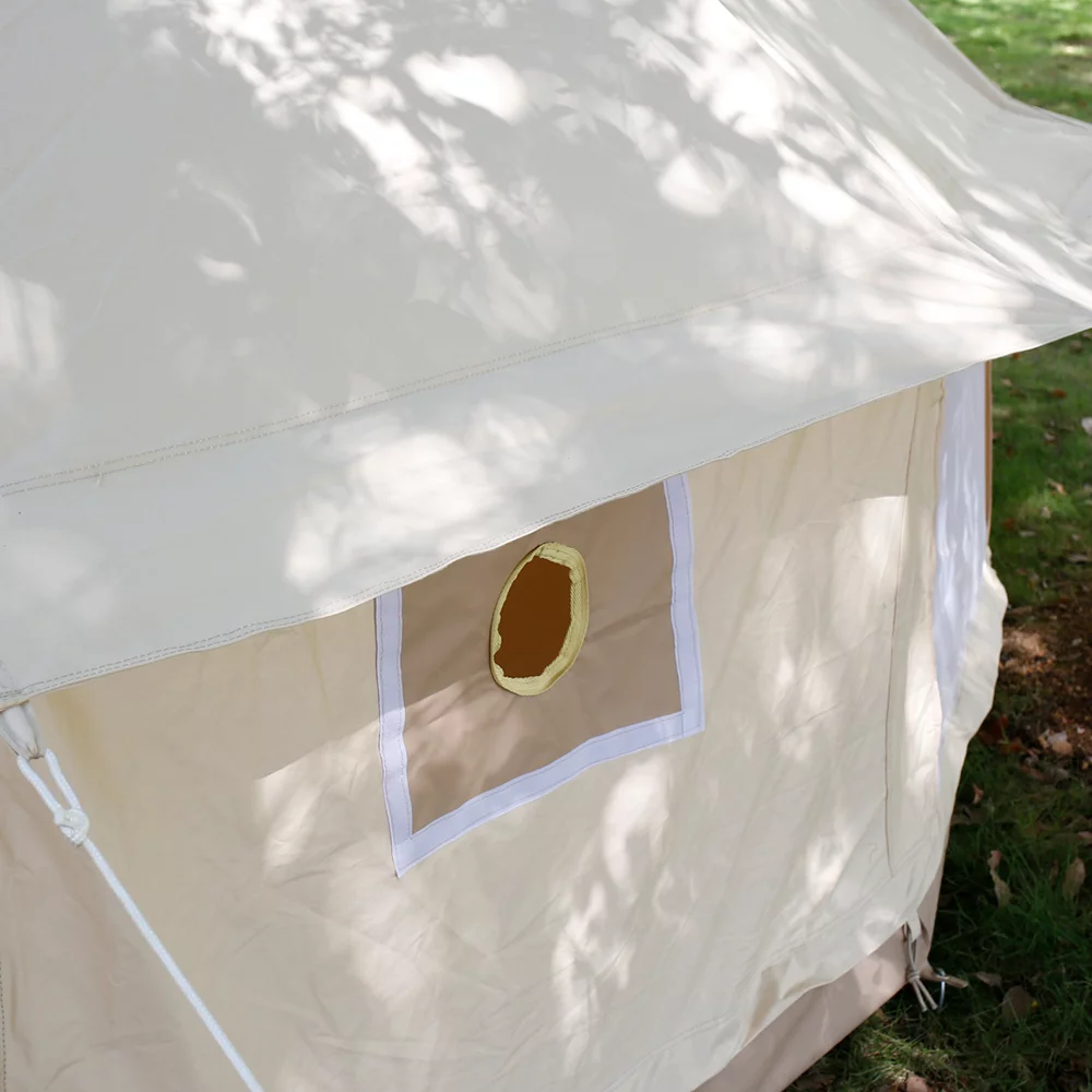 Teepee Tent Outdoor Waterproof 4-Season Family Camping Cotton Canvas Yurt Tent 4M/13.1ft Bell Tent With Stove Hole (Side Wall), For Family Glamping - Womvr