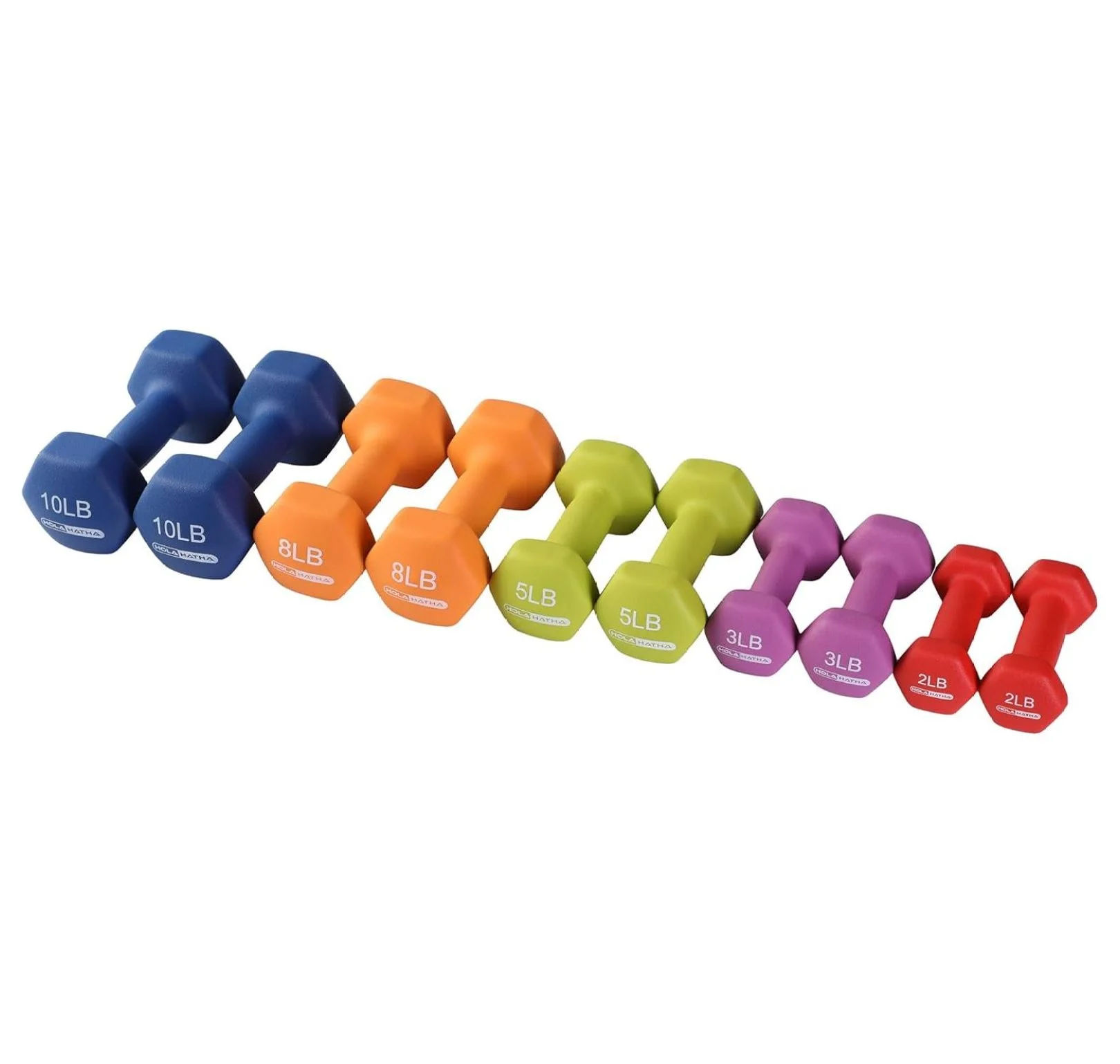2, 3, 5, 8, and 10 Pound Neoprene Dumbbell Hand Weight Set with Rack - Womvr