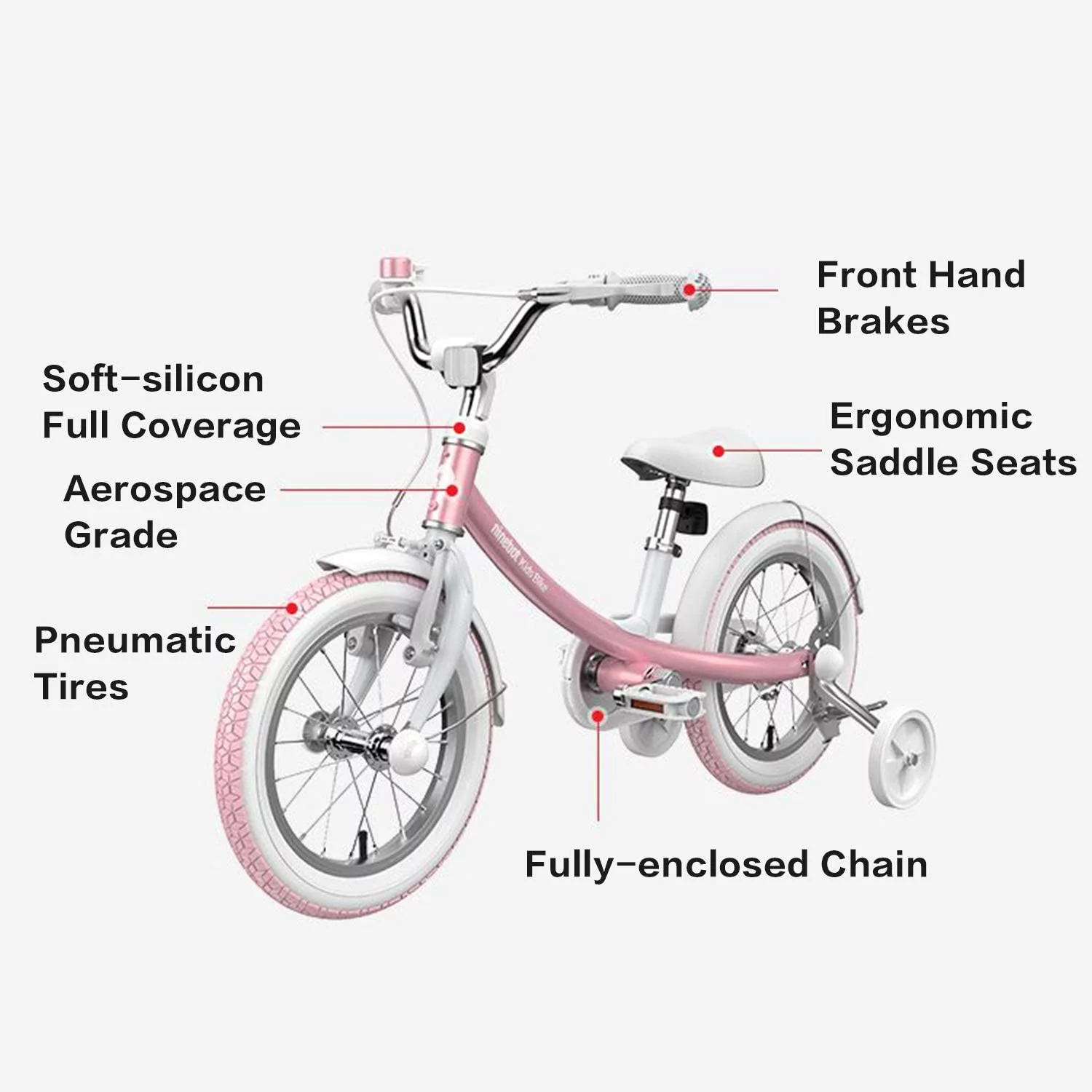 Segway-Ninebot Kids Bicycle 14 In. in Pink with Training Wheels - Womvr
