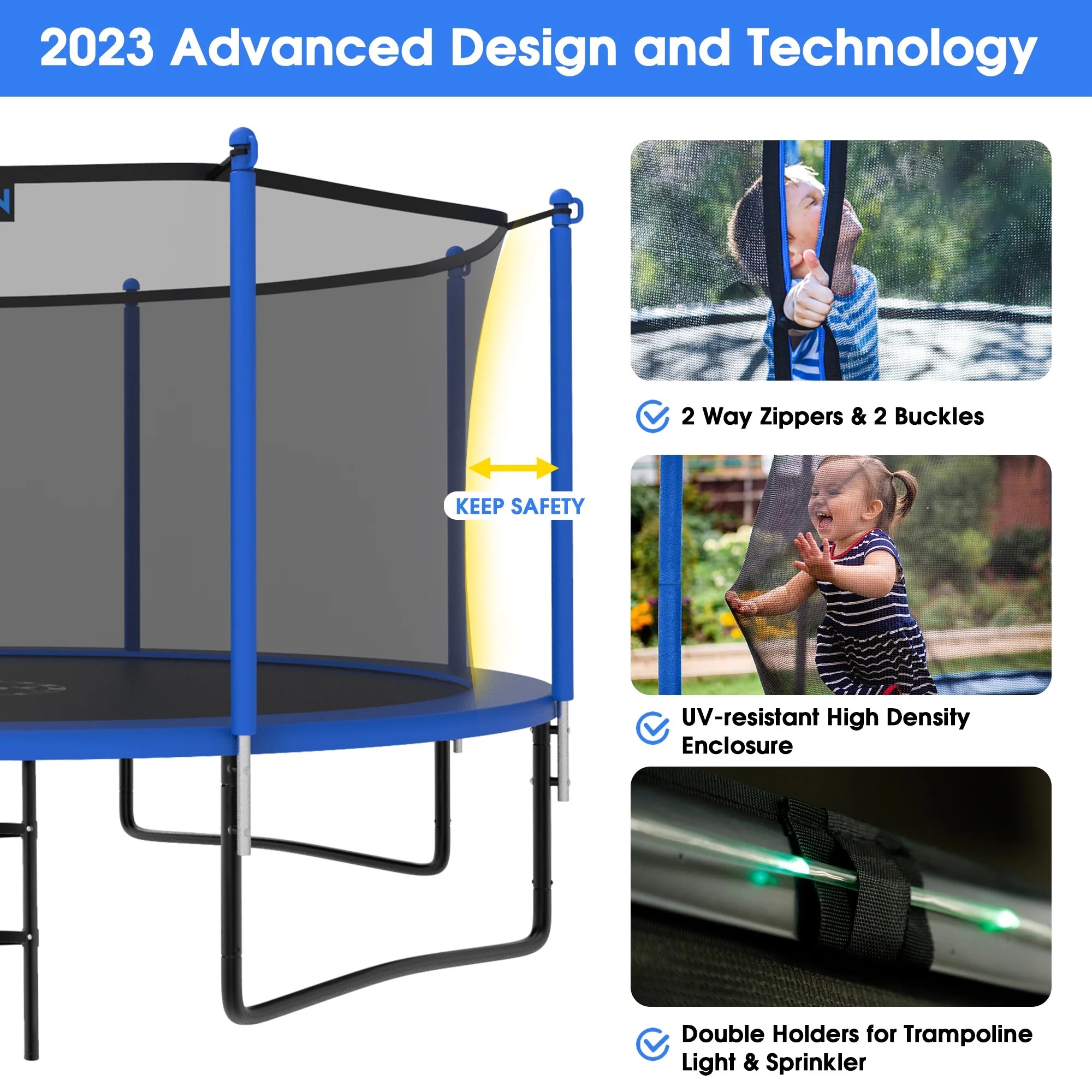 YORIN Trampoline 12FT for Kids Adults with Enclosure Net, 1200LBS Round Outdoor Trampoline with Basketball Hoop, Ladder, Galvanized Anti-Rust Coating Backyard Recreational Trampoline - Womvr