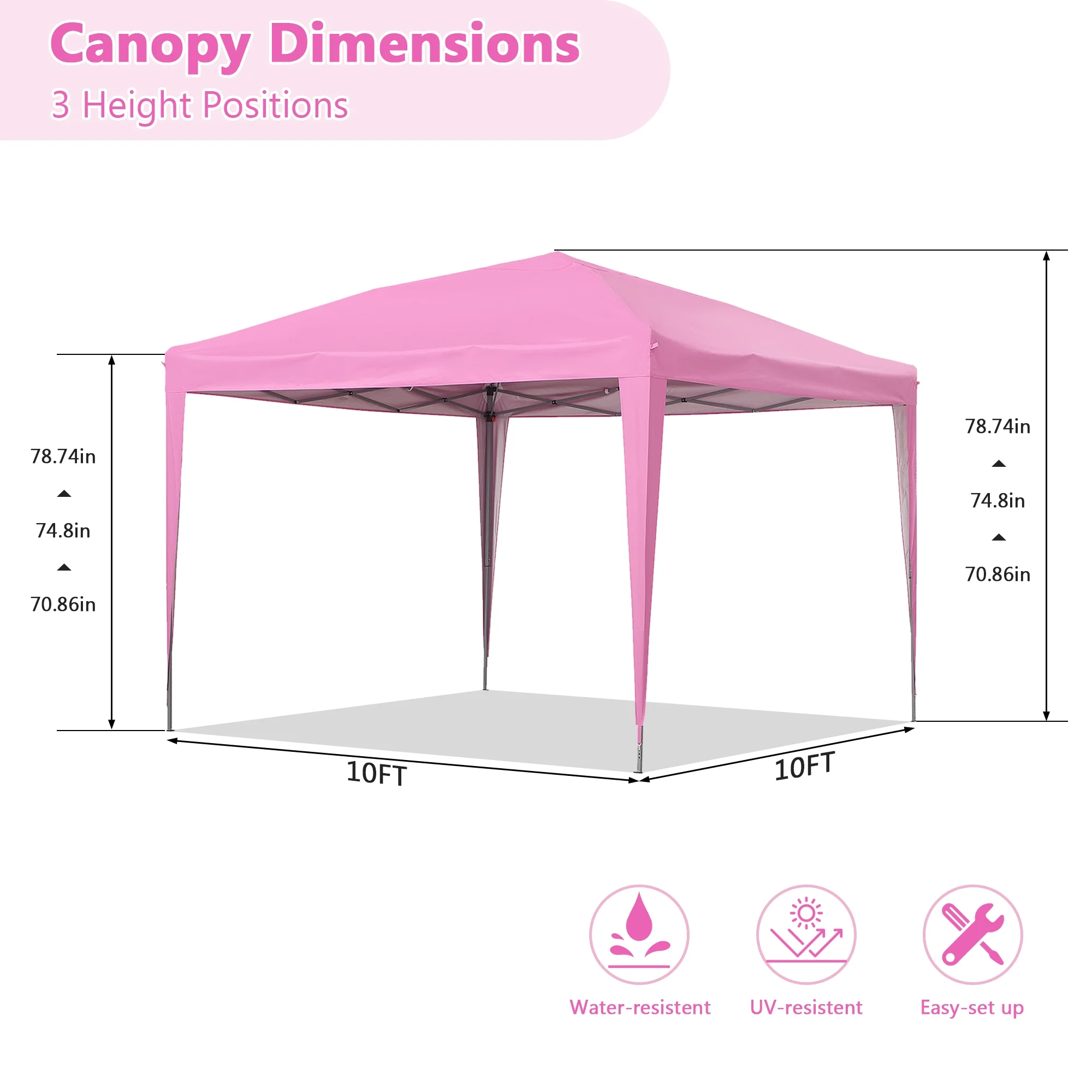 Outdoor Basics 10 ft x 10 ft Pop Up Canopy Tent with Carry Bag, Shade Canopy, Great for Picnic, Yard, Beach, Park, Camping, White - Womvr