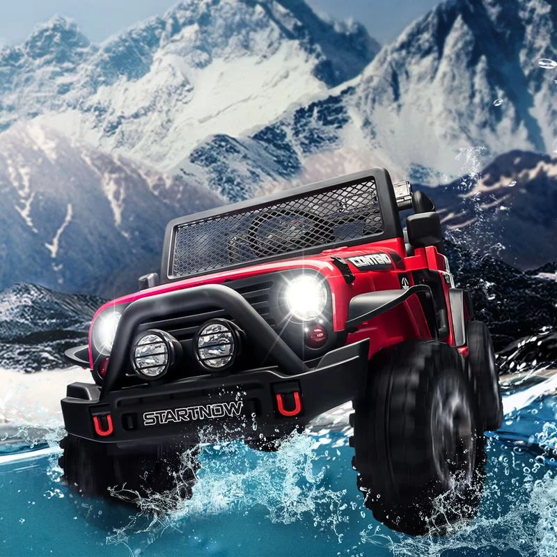 CAIDI 12 V Kids Ride On Truck, 2-Seater Battery Powered Toy Car w/ Remote Control, Spring Suspension, Bluetooth, LED Lights - Womvr