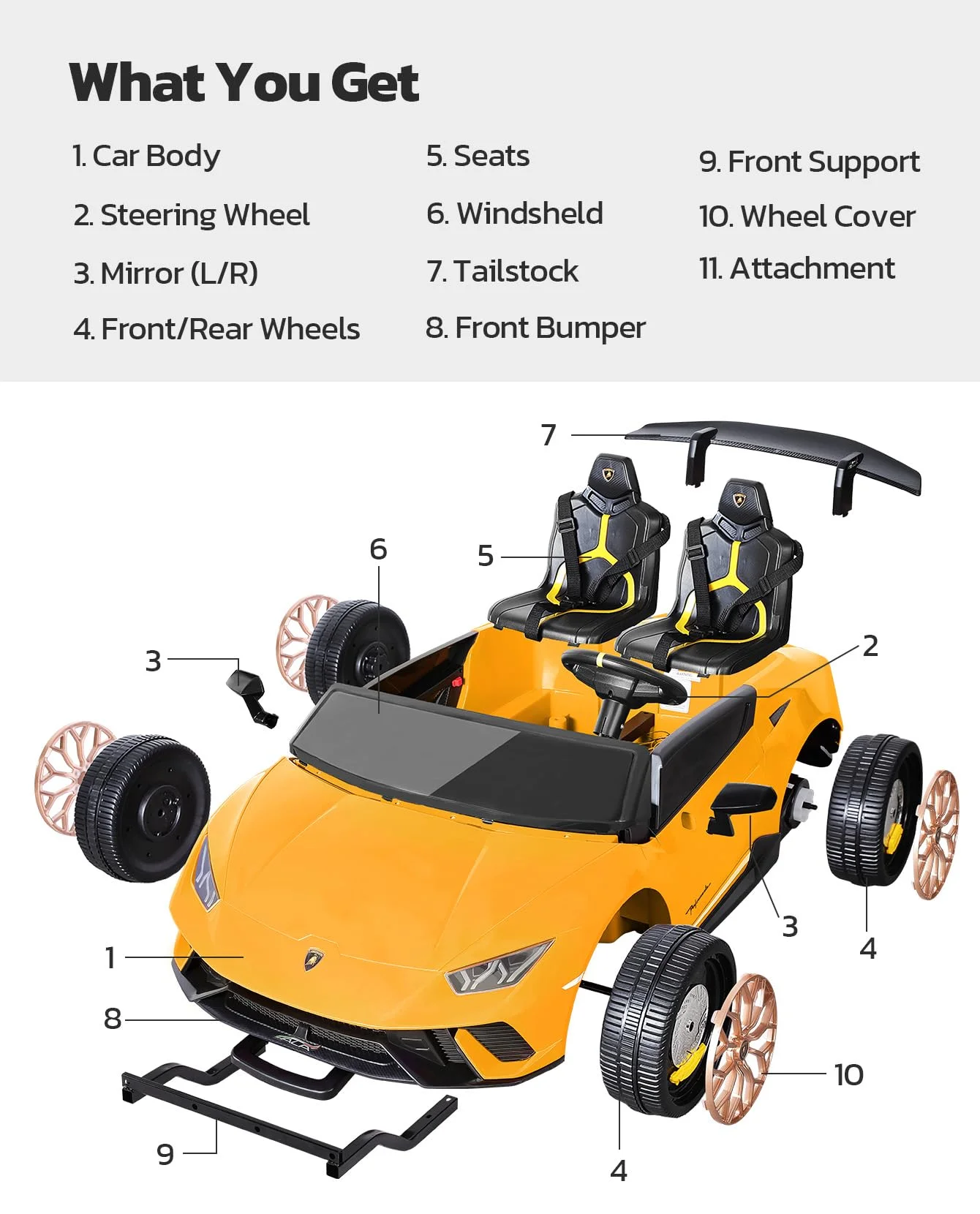 Lamborghini Huracan Ride on Car Real 2 Seater, Powered Electric Vehicle with Parent Remote, Maximum 4.0mph Ride on Toys for 3-8 Years Kids,Pink - Womvr