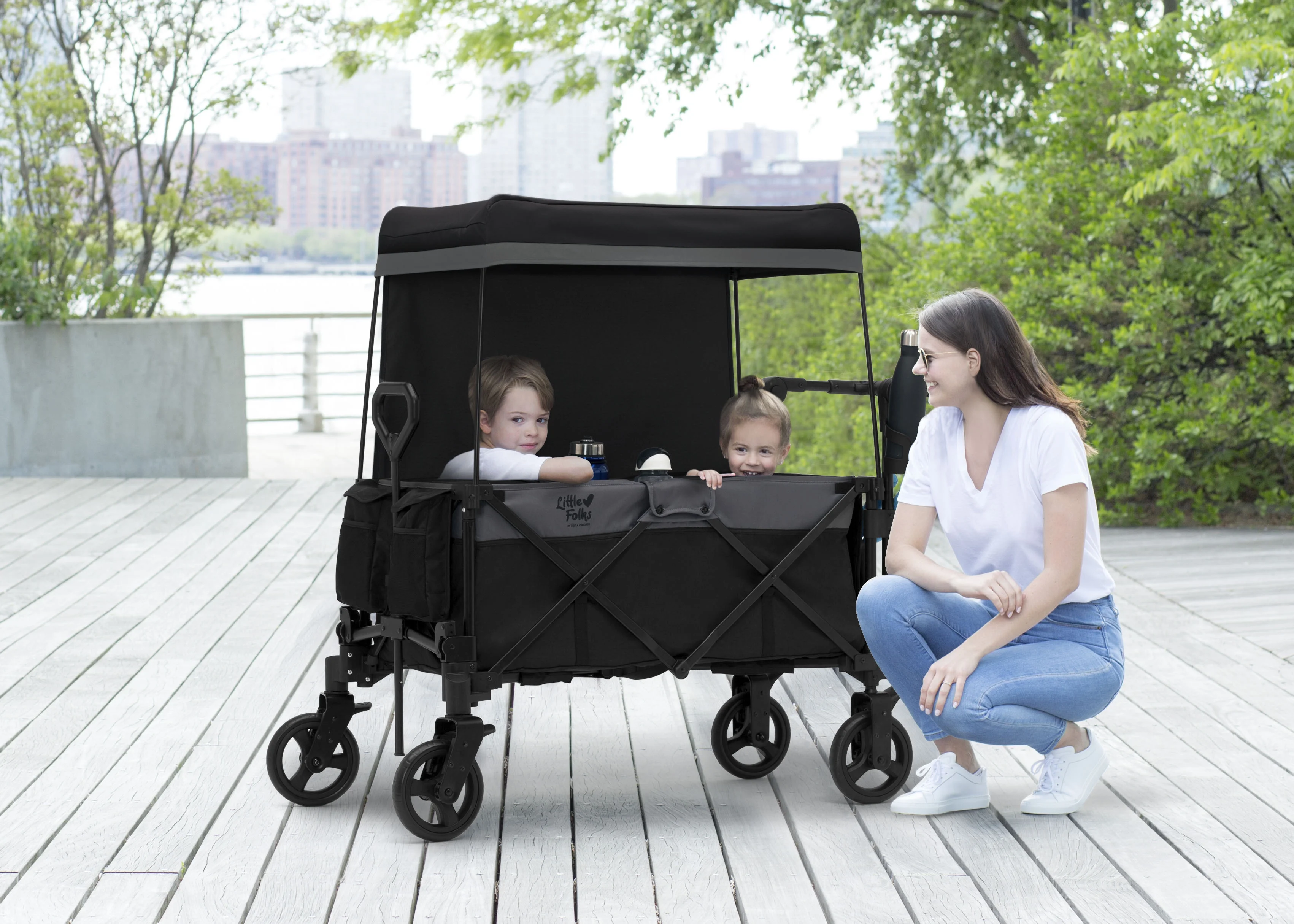 Little Folks by Delta Children City Wagon Cruiser Stroller, Black - Womvr