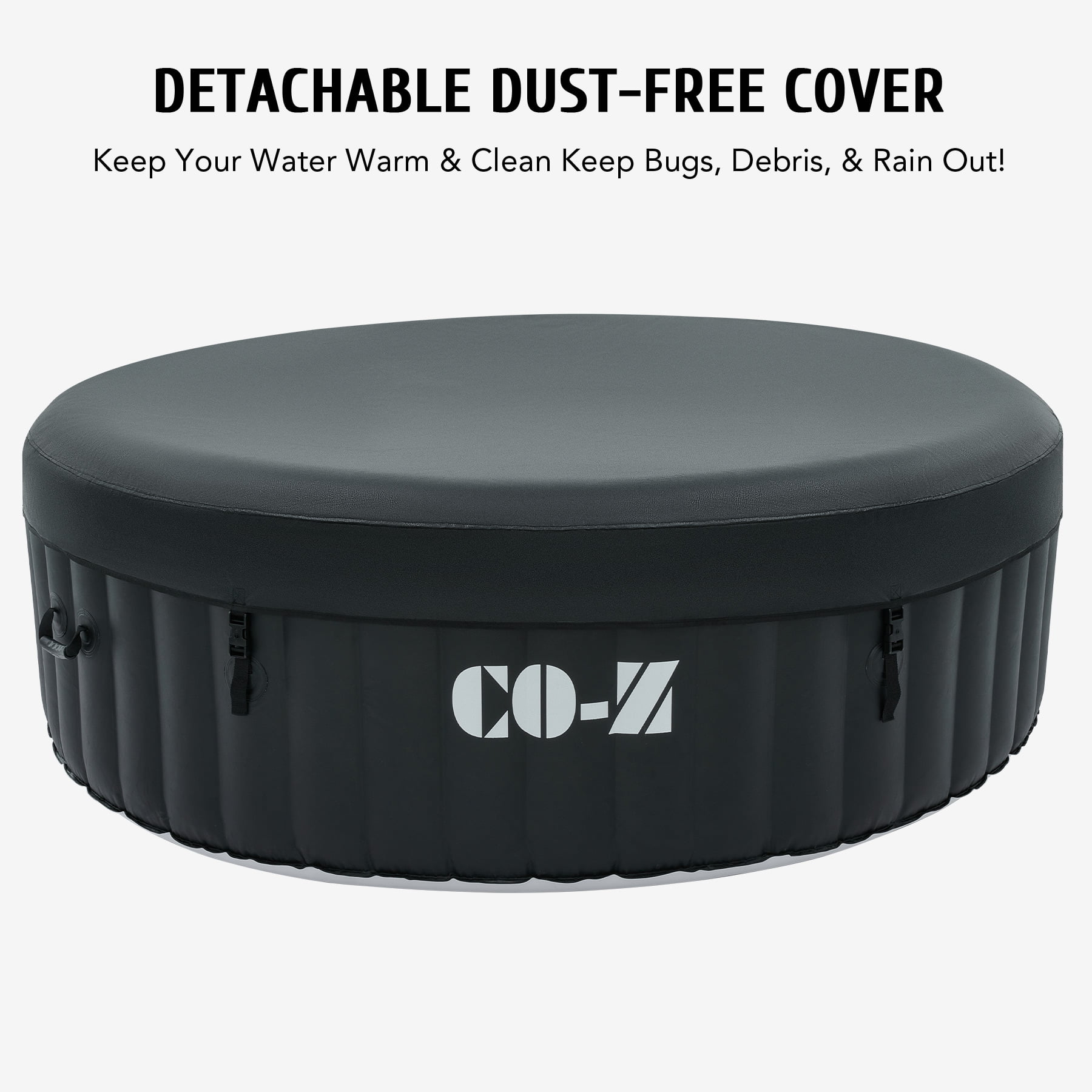 CO-Z 4-6 Person 7' Blow-Up Hot Tub with 130 Air Jets Cover Electric Pump Portable Pool, Gray - Womvr