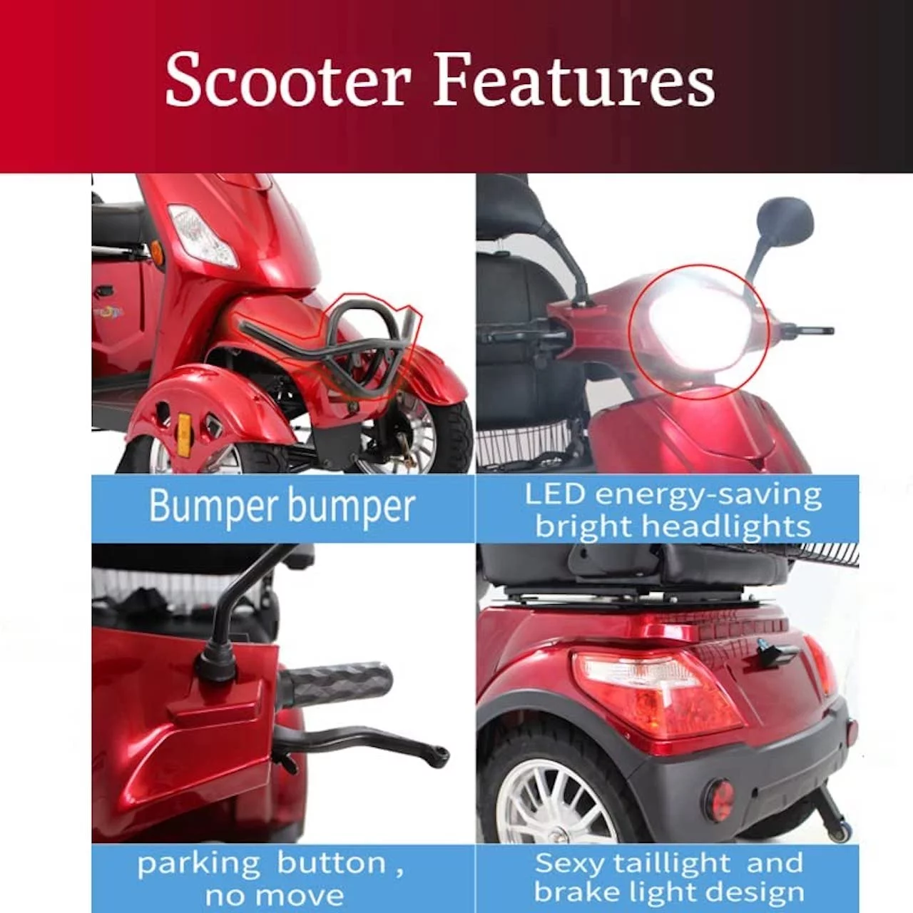4-Wheel Electric Mobility Scooter for Adults Seniors and Eldely,Adult Electric Powered Wheelchair Device,Father's Day Gift - Womvr
