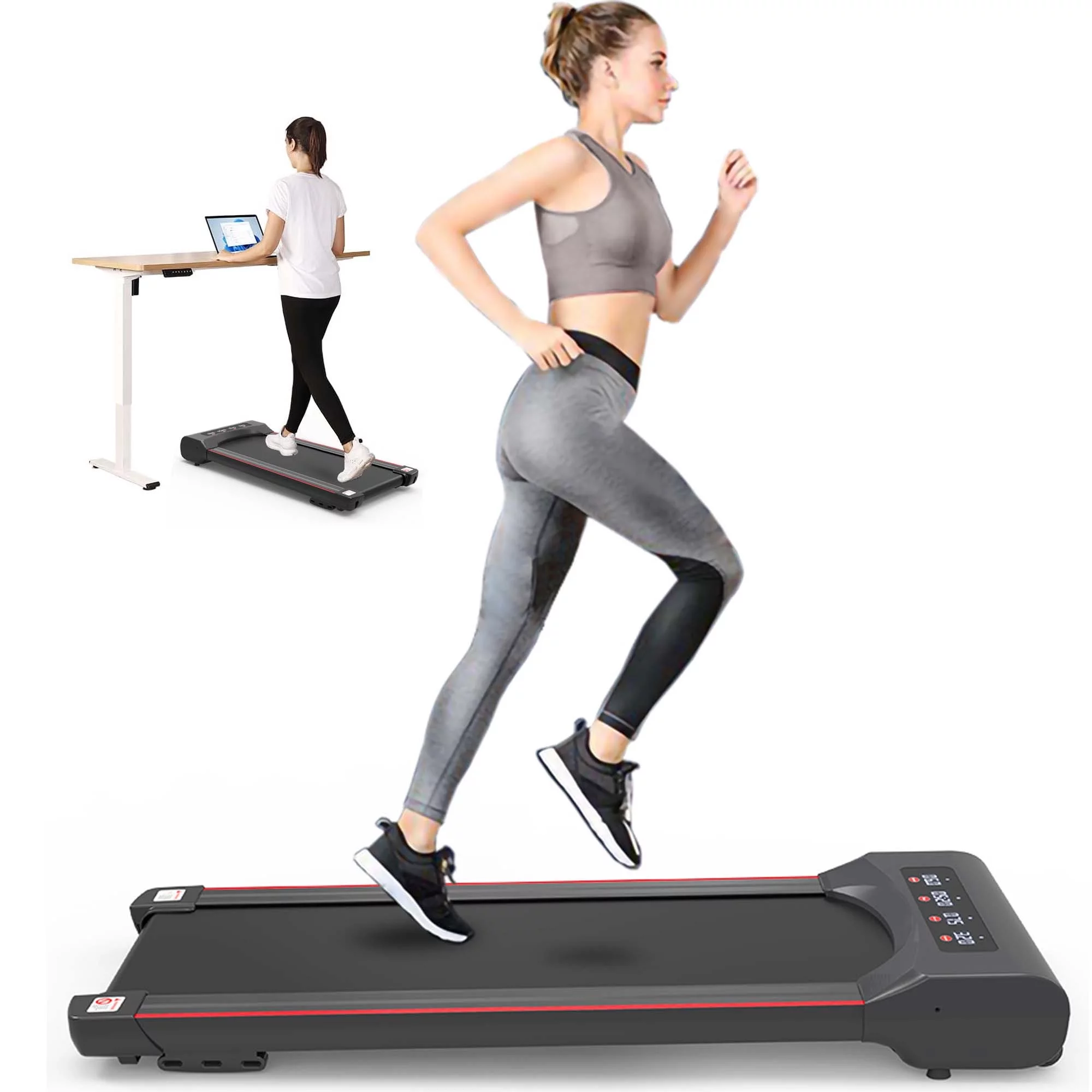Aukfa Under Desk Treadmill, Slim Walking Pad for Home Office Workout, 245 lb Capacity, 4 mph Speed - Womvr