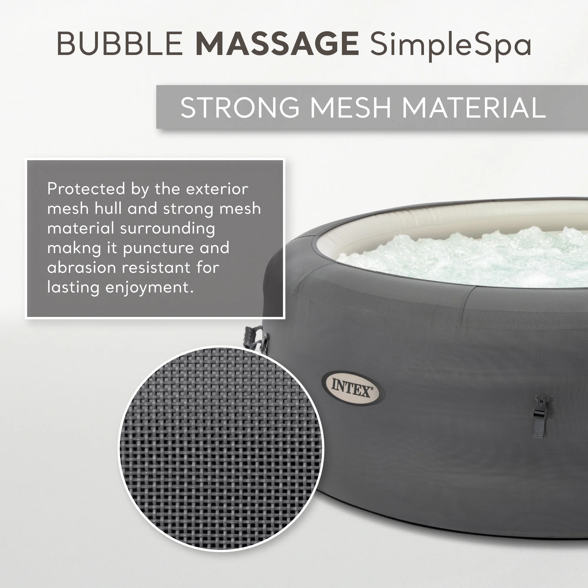 Intex SimpleSpa 4 Person Inflatable Round Outdoor Hot Tub Spa, Grey - Womvr