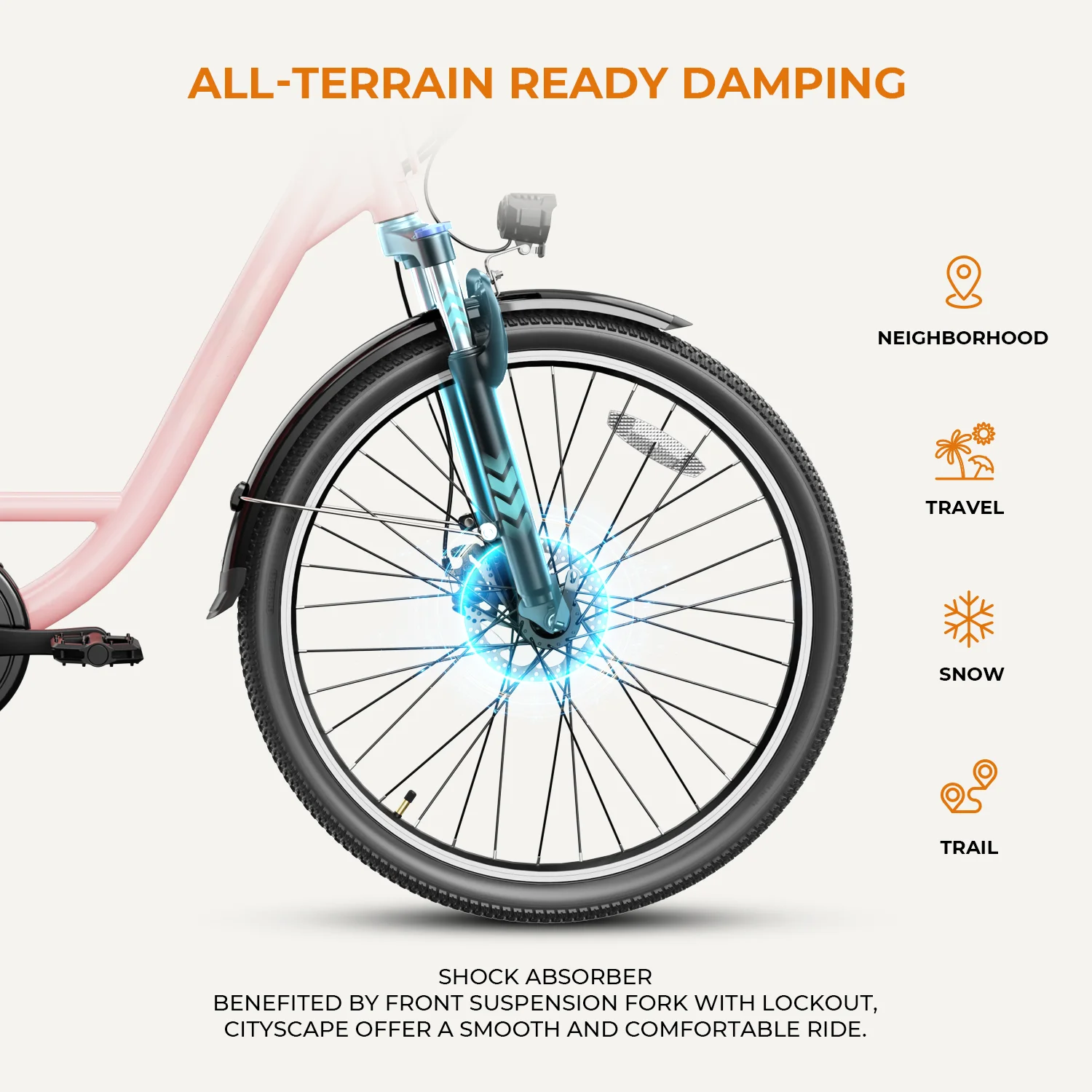 Yoloway Cityscape Electric Bike for Adults, 350W Electric Bike with 36V 10Ah Removable Battery, 26