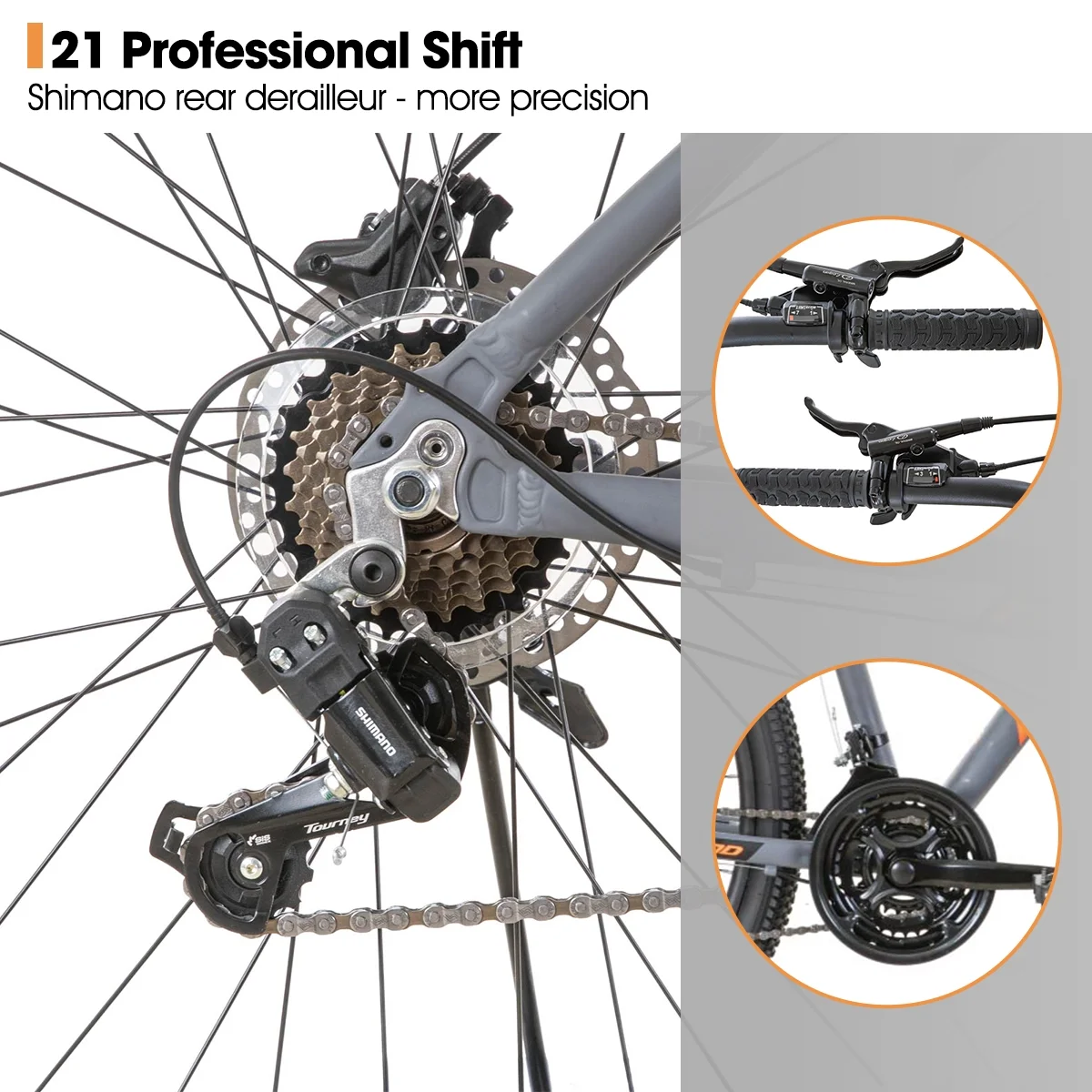 Hiland Aluminum Mountain Bike 21 Speeds MTB,Lock-Out Suspension Fork,27.5 inch Wheel,Mens Mountain Bike Bicycle, Black - Womvr