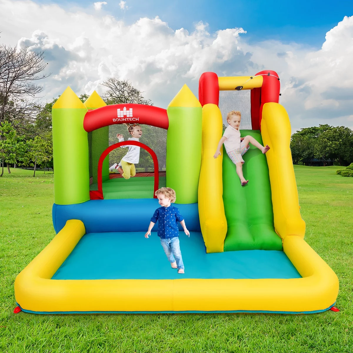 Costway Inflatable Bounce House Water Slide Jump Bouncer Climbing Wall Splash Pool Blower Excluded - Womvr