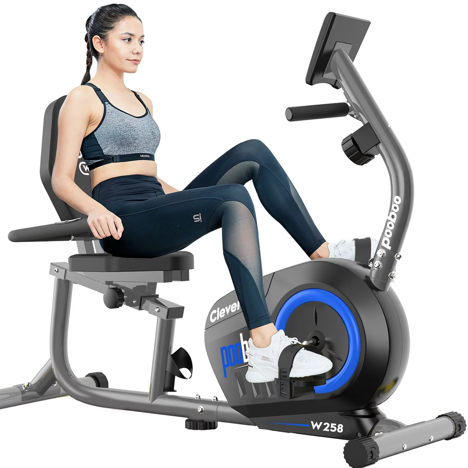 Cycool Workout Home Cycling Magnetic Recumbent Exercise Bike Fitness Cardio Elliptical Indoor Cycling Bike 330lbs Blue - Womvr
