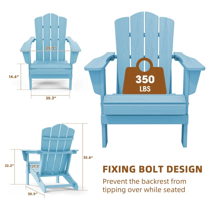 Outdoor Patio Folding HDPE Resin Adirondack Chair, Red - Womvr