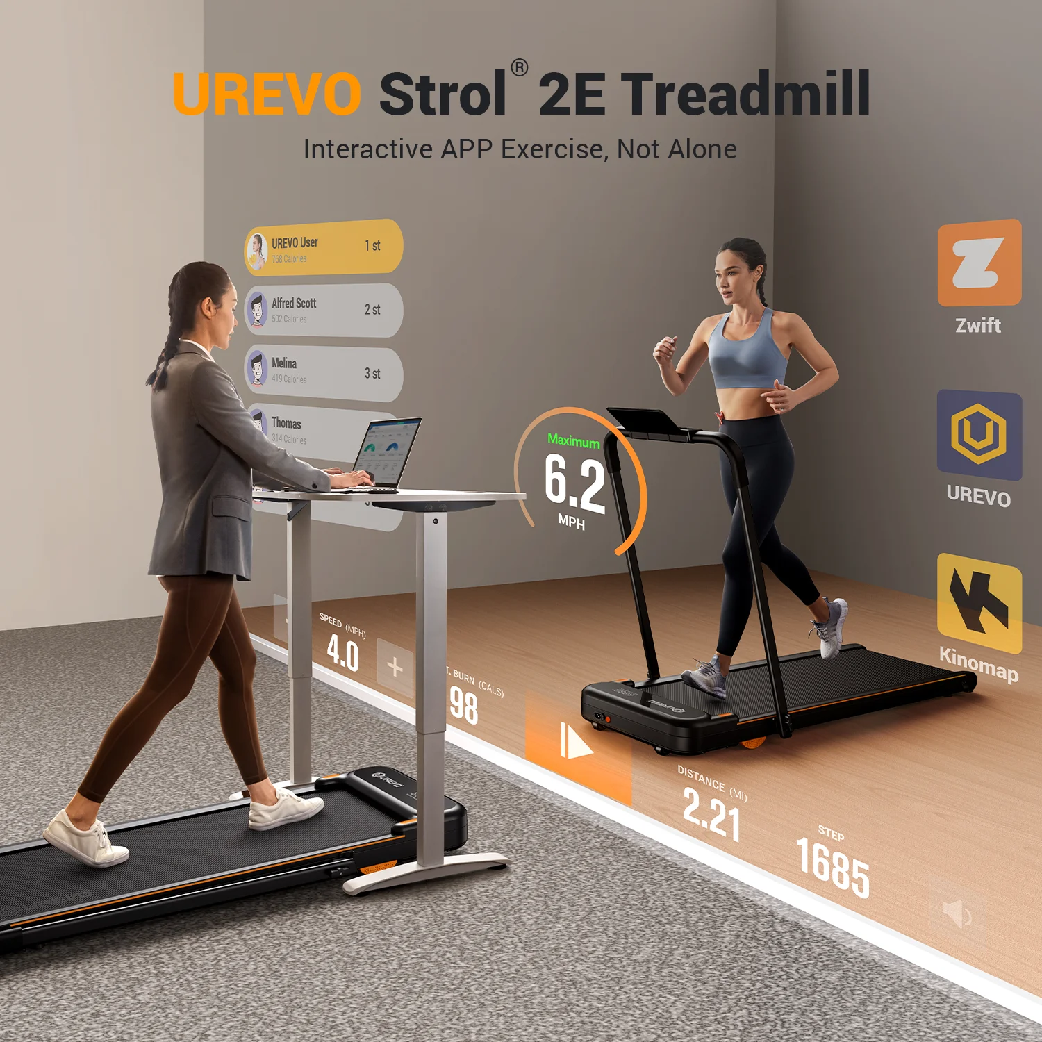 UREVO 2 in 1 Under Desks Treadmill, 5HIIT Modes Folding Treadmill with Smart Rotary Console 2.5HP 265 lbs for Home Office Gym - Womvr
