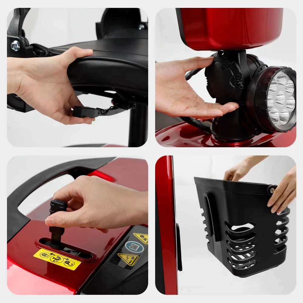 Artudatech Mobility Scooter, Electric Powered Wheelchair Device for Travel, Adults, Elderly 4 wheels 300lb Weight Cap Model with Cup Holder - Womvr