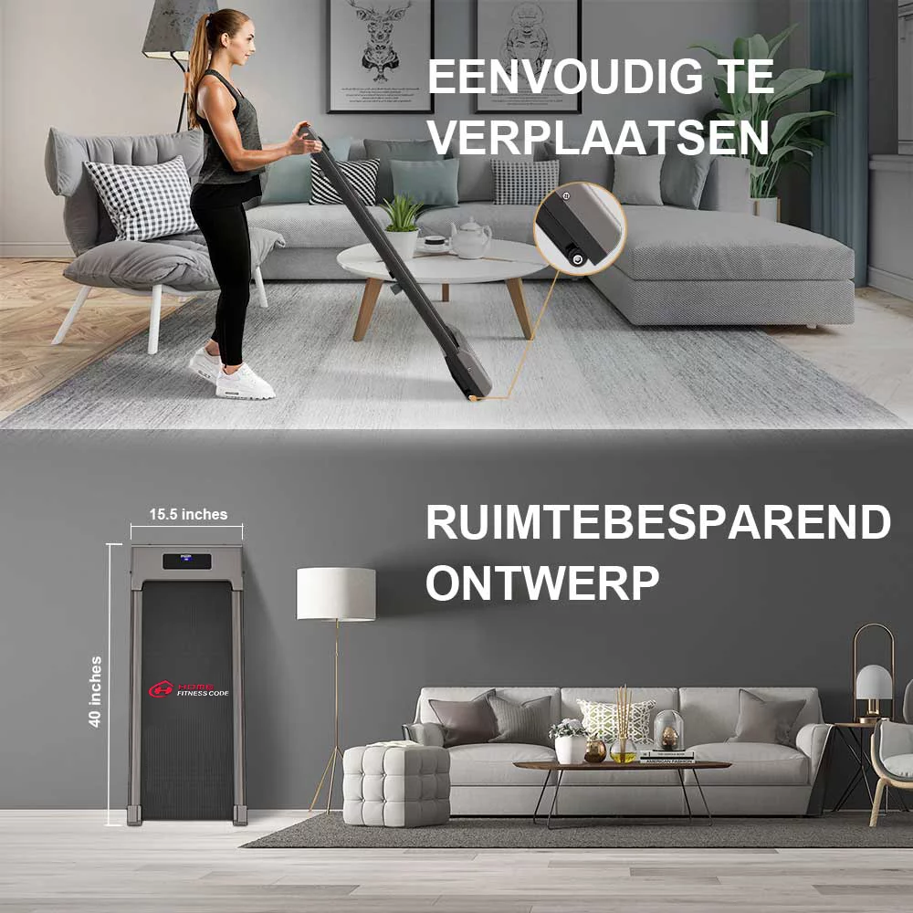 Home Fitness Code Treadmills for Home, Ultra Slim Under Desk Treadmill for Home/Office, No Assembly Required, Black - Womvr