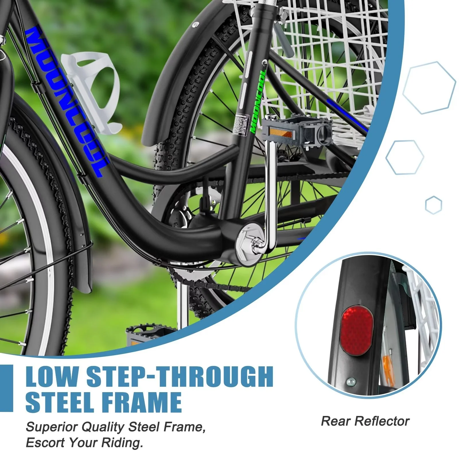 MOPHOTO Adult Tricycle 20/24/26 inch 3 Wheel Bicycle,3 Wheel Bikes for Adults,7 Speed Low Stepover Frame Tricycle with Basket/Bell,3 Wheel Bicycle for Seniors,Women,Men - Womvr