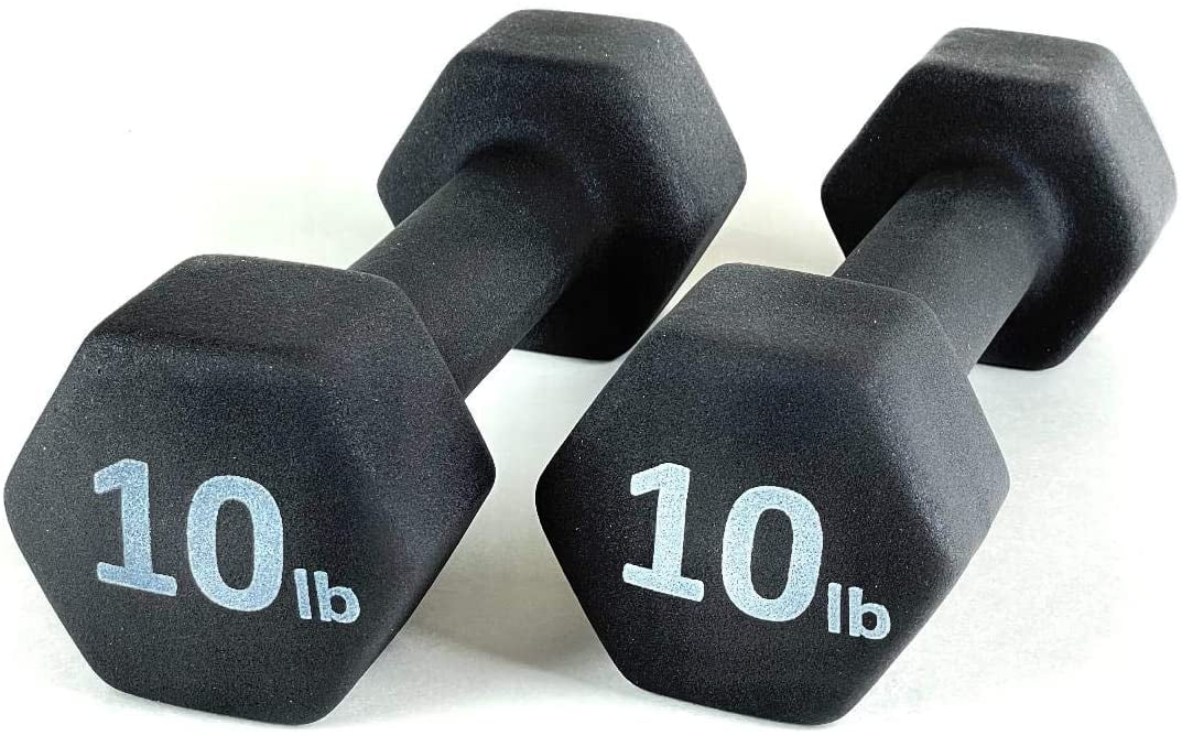 Rainforest Basics Neoprene 5 Lbs. Hex Dumbbells Hand Weights, Set of 2 - Womvr