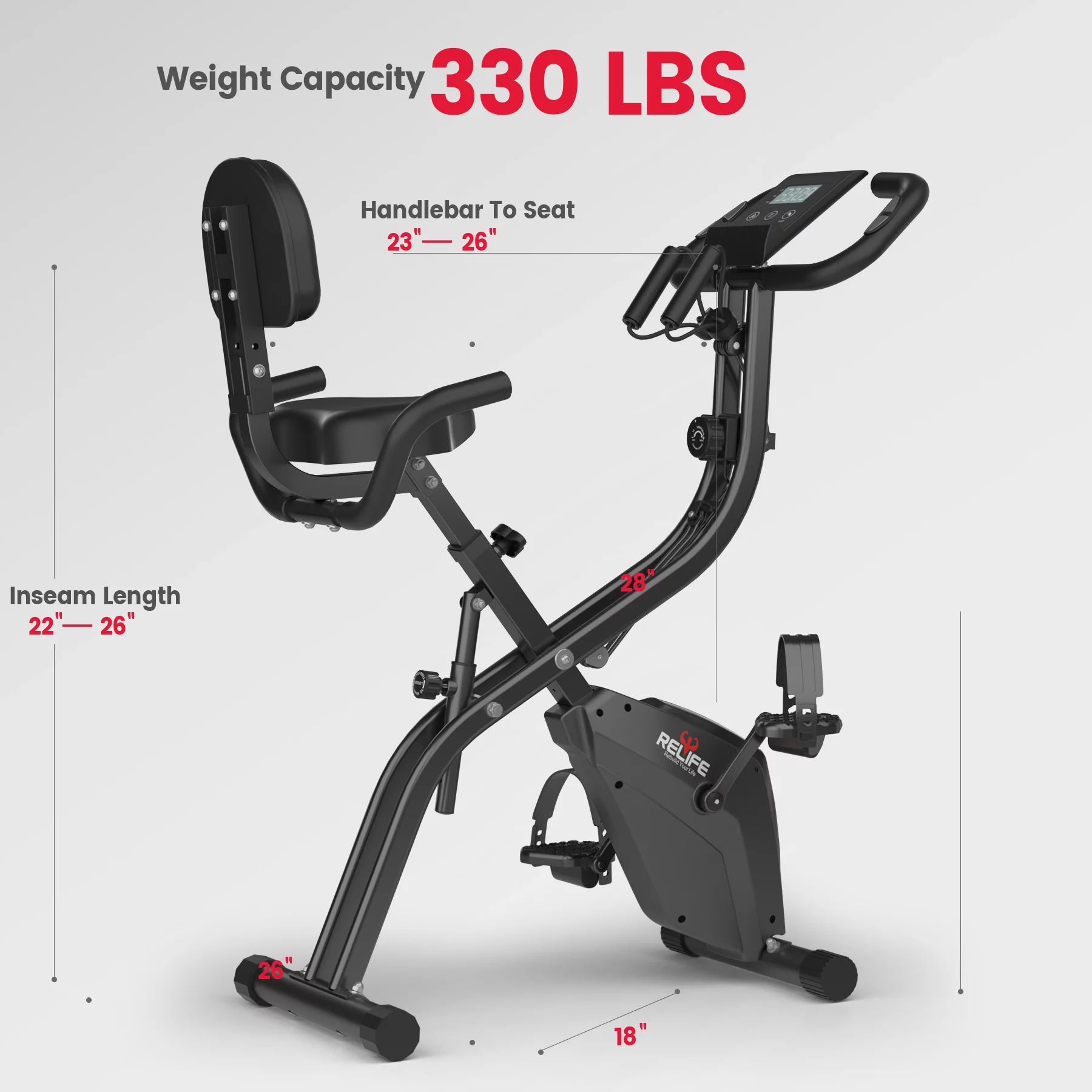 Relife Sports Upright  Exercise Bike with Fitness APP Foldable Stationary Bike for Home Gym , Black - Womvr