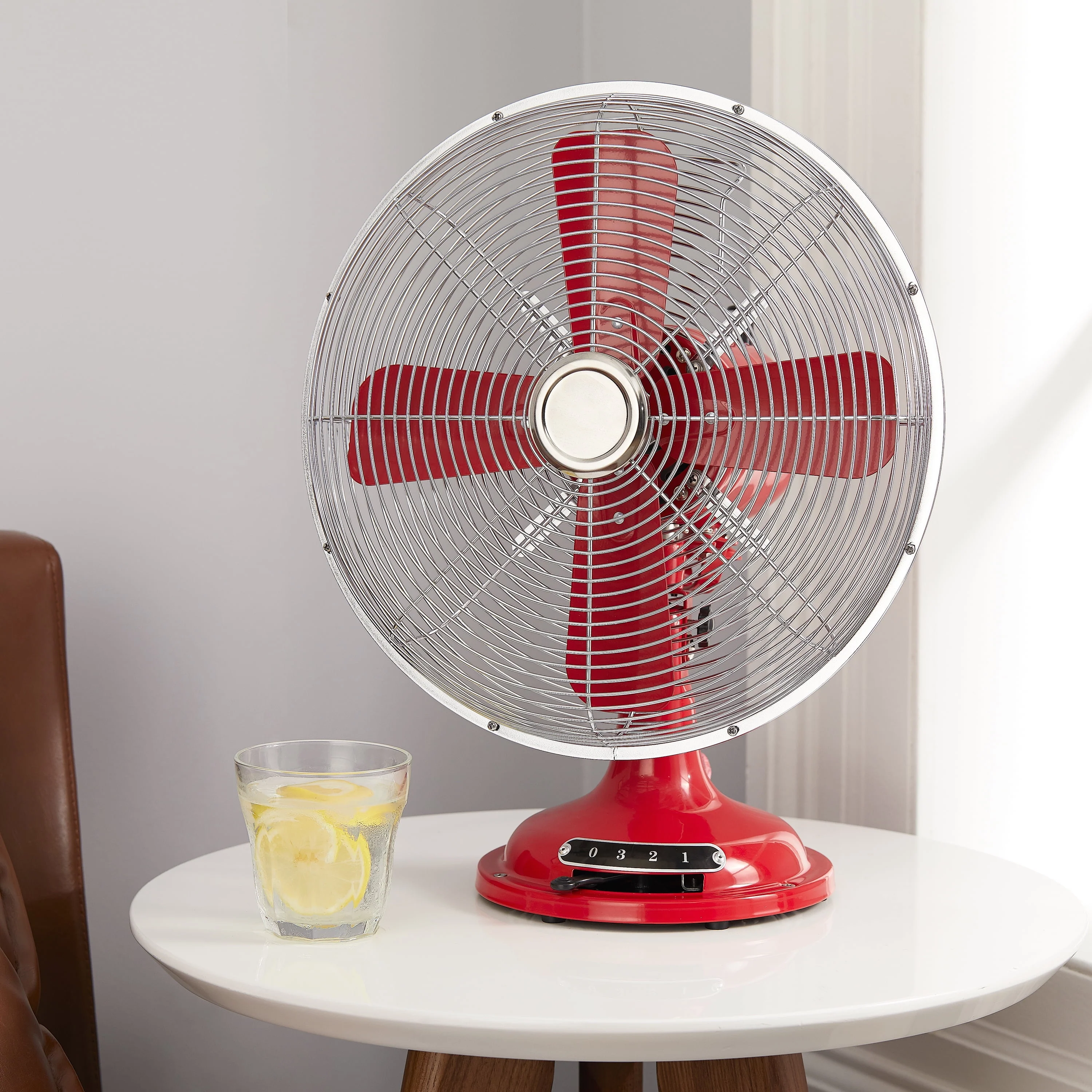 Better Homes & Gardens New 12 inch Retro 3-Speed Metal Tilted-Head Oscillation Table Fan Gold - Womvr