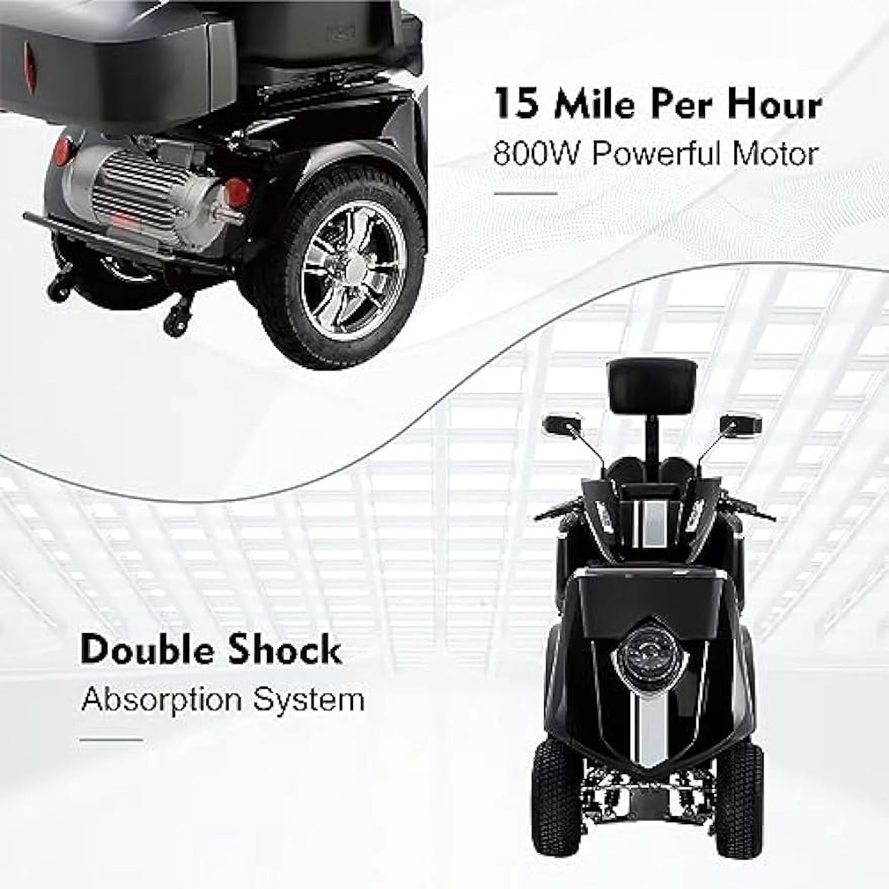 Heavy duty 4 wheel adult mobility Scooter Senior Medical Electric Mobility Scooter 800W Mobility scooter 500 lb capacity. - Womvr