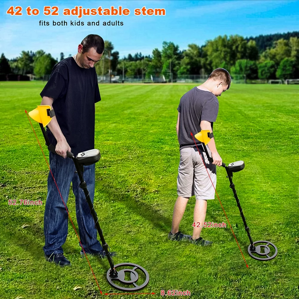 Metal Detector for Adults, Seizeen Lightweight Metal Detector Waterproof, LCD Kids Metal Detector Set  W/ 10'' Large Coil, Backpack, Shovel & Headphone for Outdoor Treasure Hunt, Adjustable 33''-52'' - Womvr